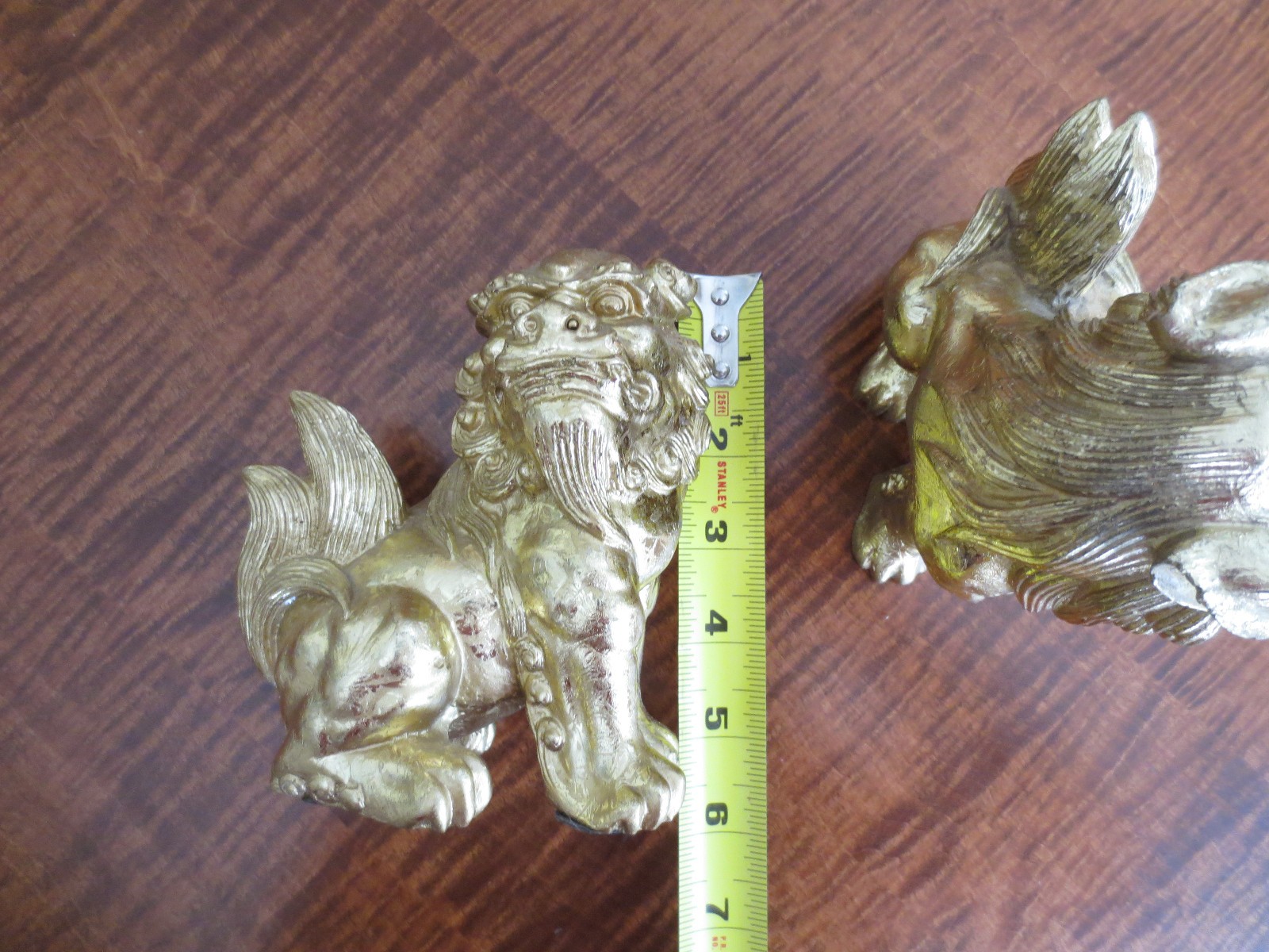 Pair of Chinoiserie Gold Tone Gilt Foo Dogs by Sadek