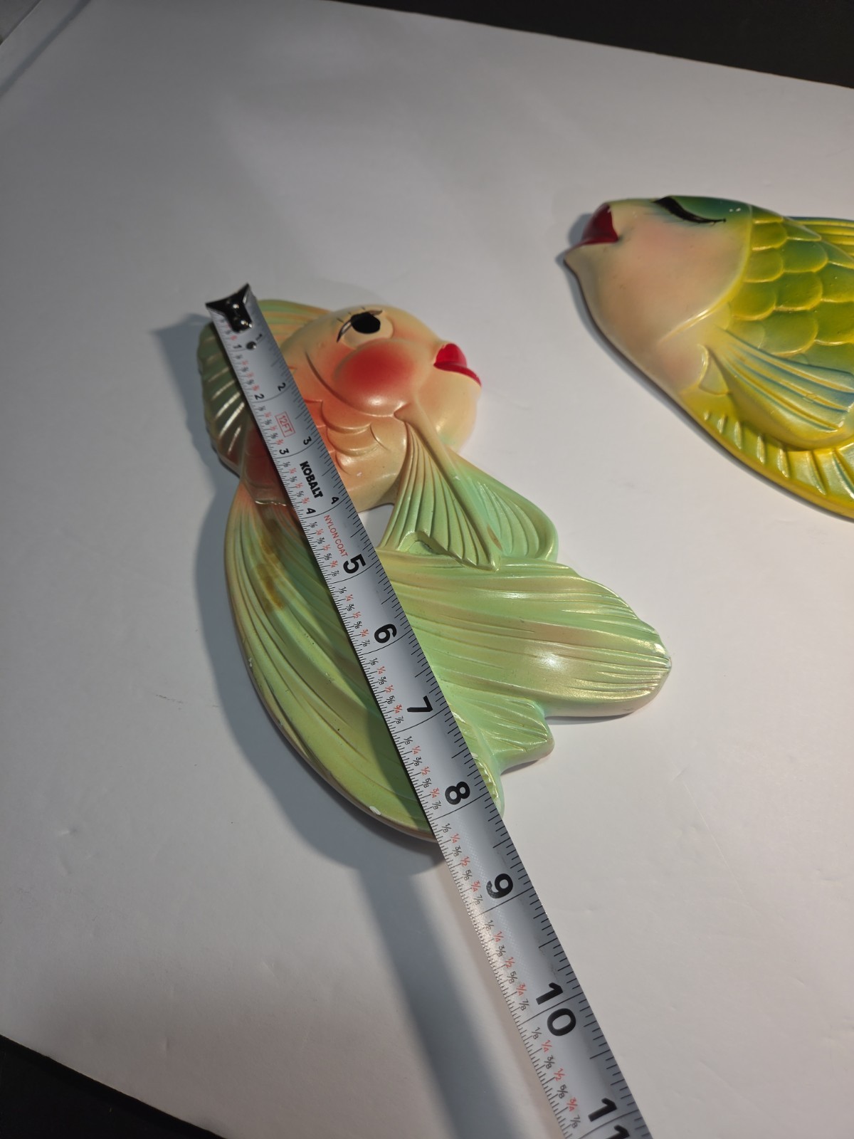 Vintage Anthropomorphic Fish Wall Plaques Pair Mid Century Retro Bathroom Decor