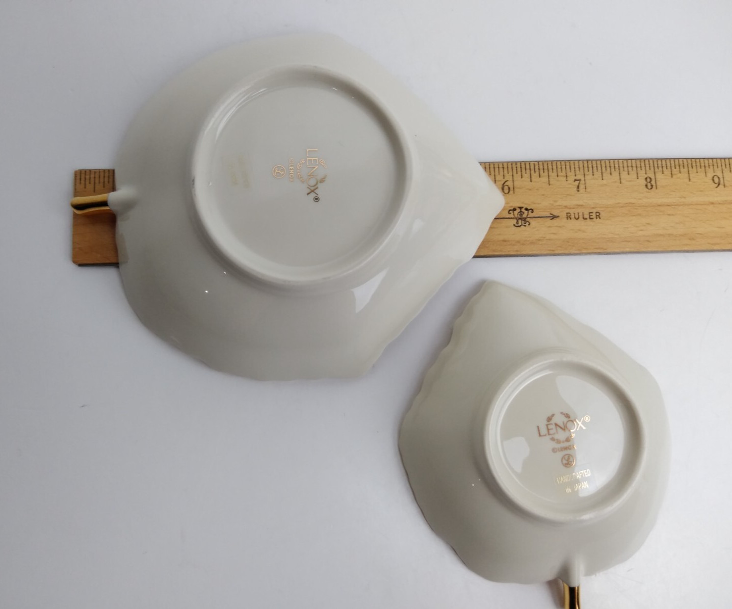 Vintage Lenox (2 Sizes ~ 2 Piece Set) Maple Leaf 24K Gold Gilding Candy Dishes