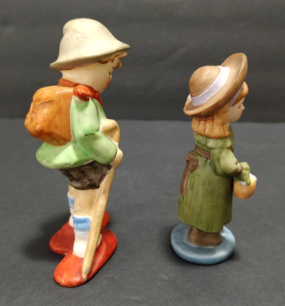 Vtg Pair of Porcelain Boy Girl Figurines Giordano Italy and Occupied Japan 4.50″