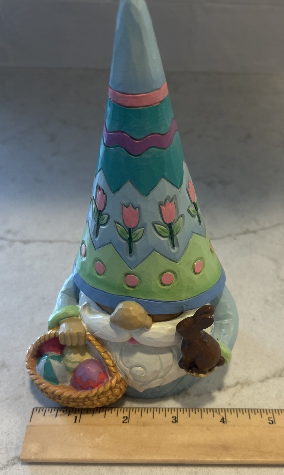 Jim Shore Easter Gnome with Basket Figurine Spring Bunny Decor Collectible Gift