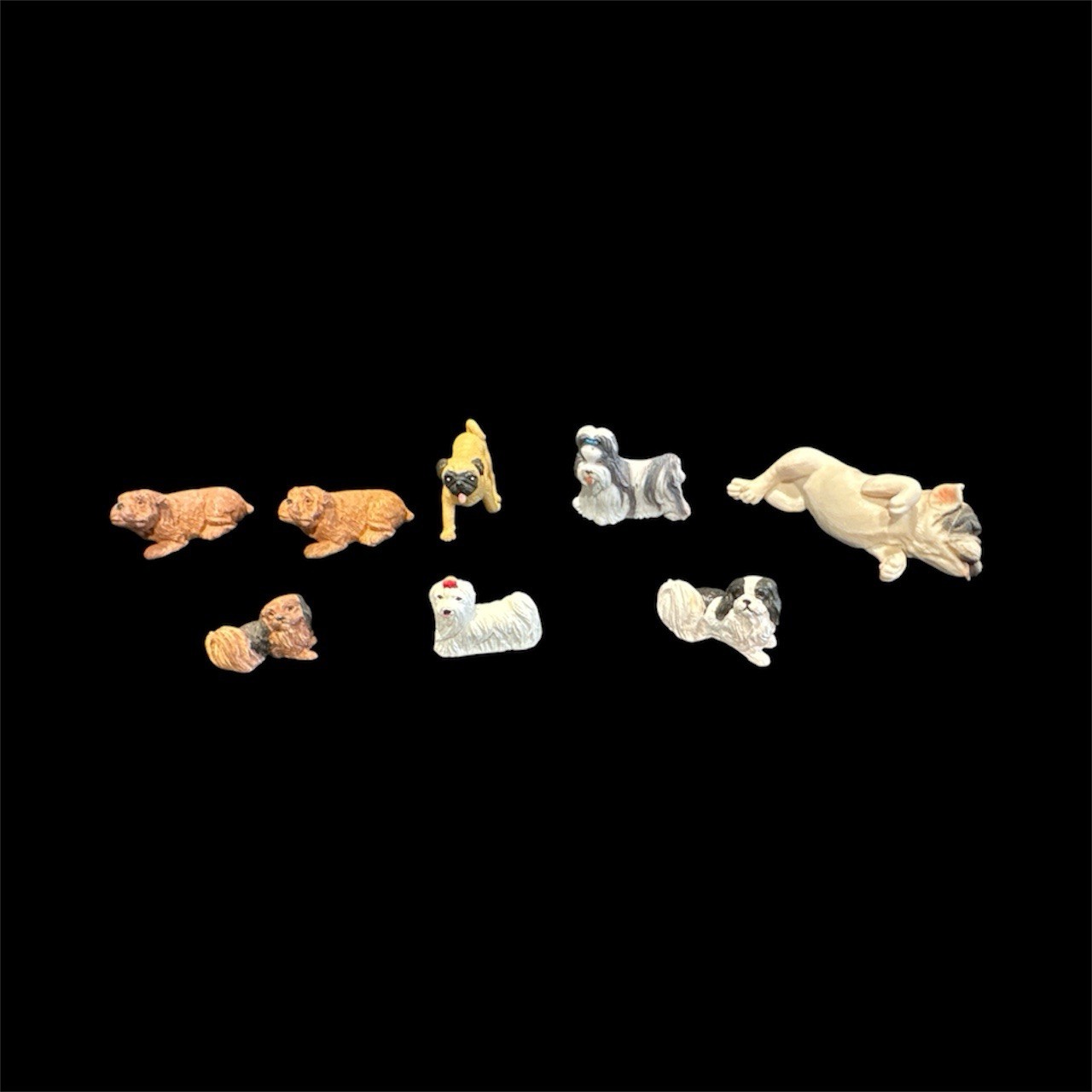 Ceramic Miniature Dogs Various Breeds Set of 8 Used