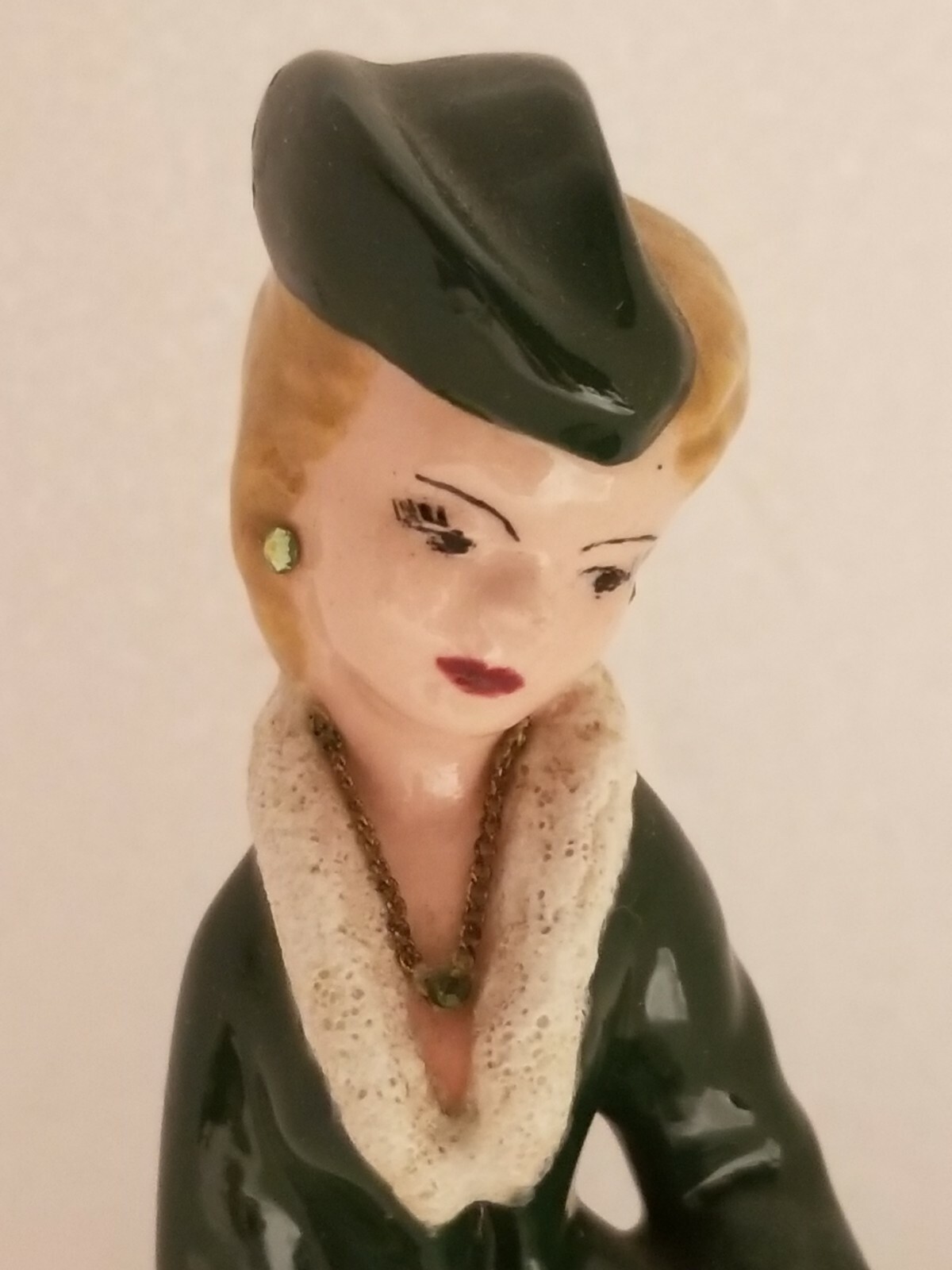 Vintage Elegance Porcelain Winter Lady Figurine Necklace & Earrings Rhinestones