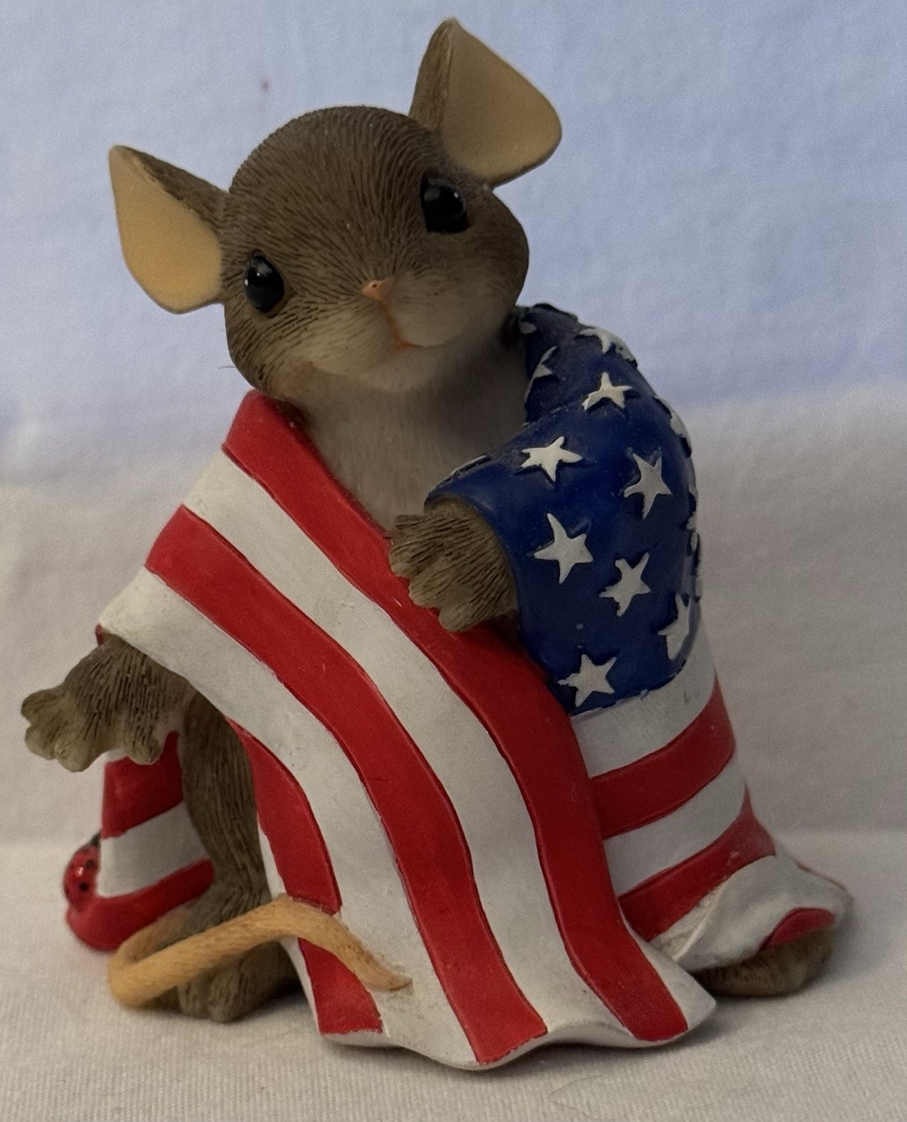 Fitz and Floyd Charming Tails Wrapped With Pride Mouse American Flag Figurine