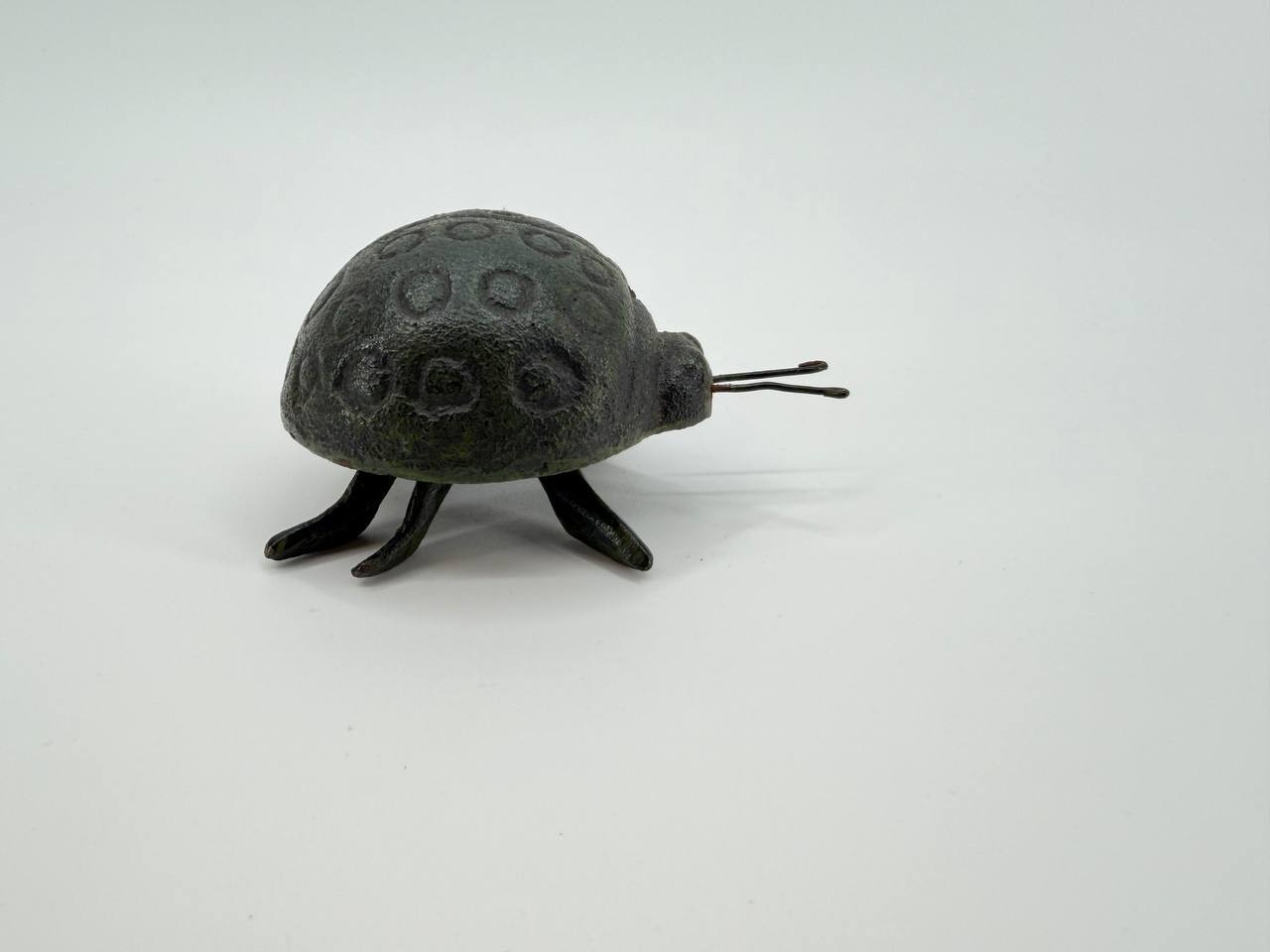Vintage Metal Ladybug Figurine Iron Ladybird Decorative Sculpture