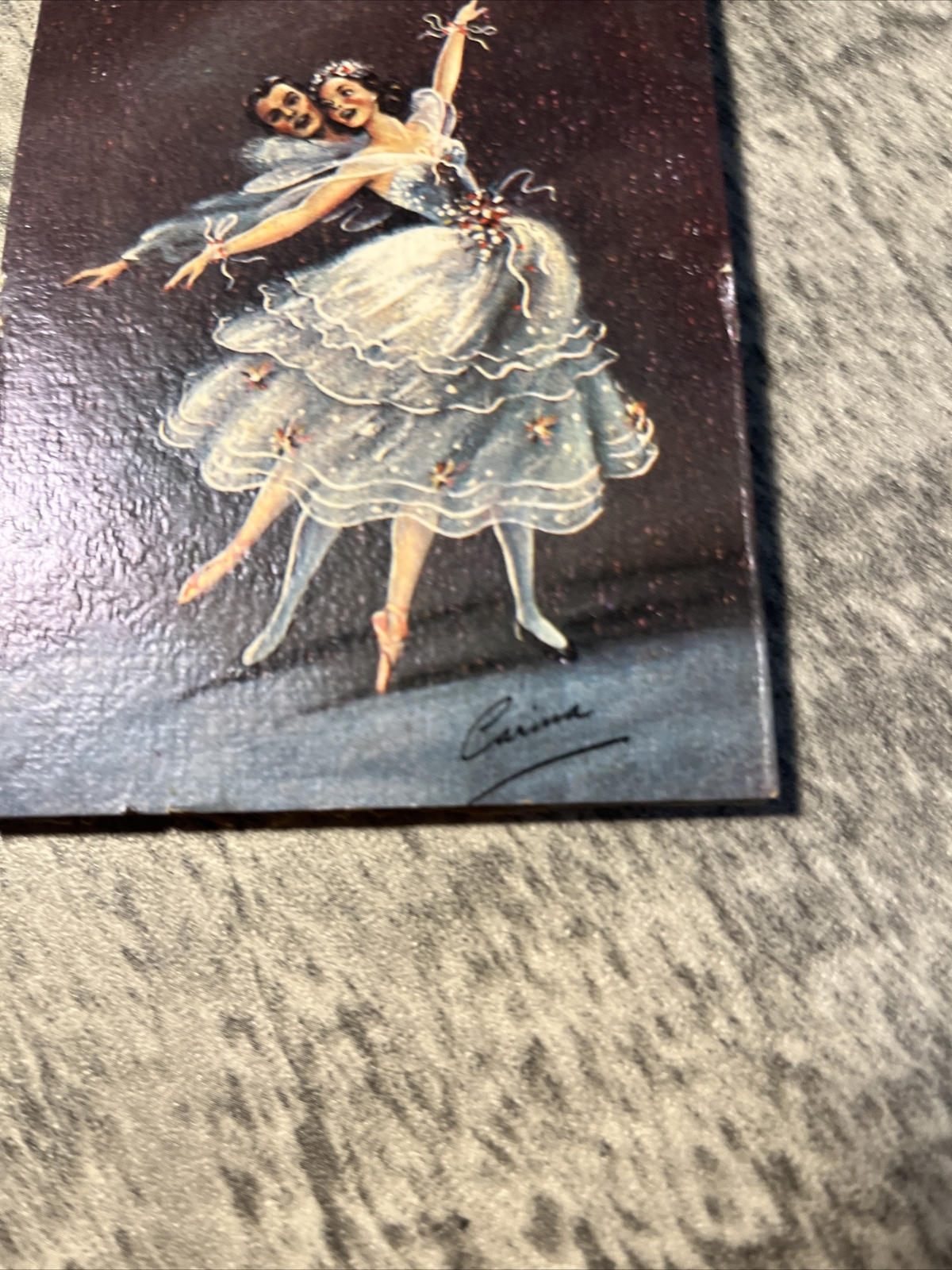 Vintage BALLERINA COUPLE “Pas De Deus” Signed By Carina – Dancers Wall Art Frame