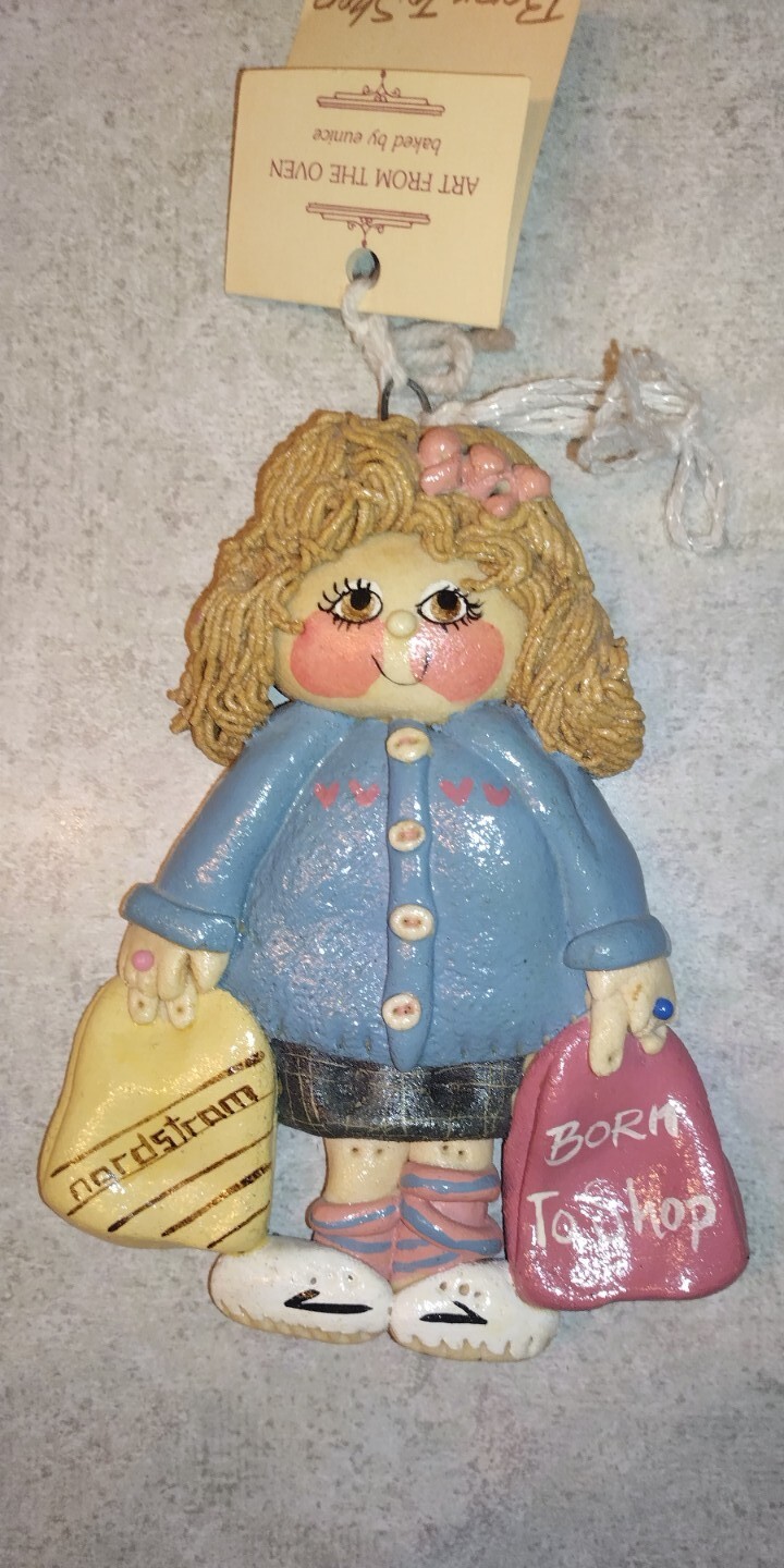 Handmade Born To Shop Lady Salt Dough Bread Dough Originals Art From The Oven