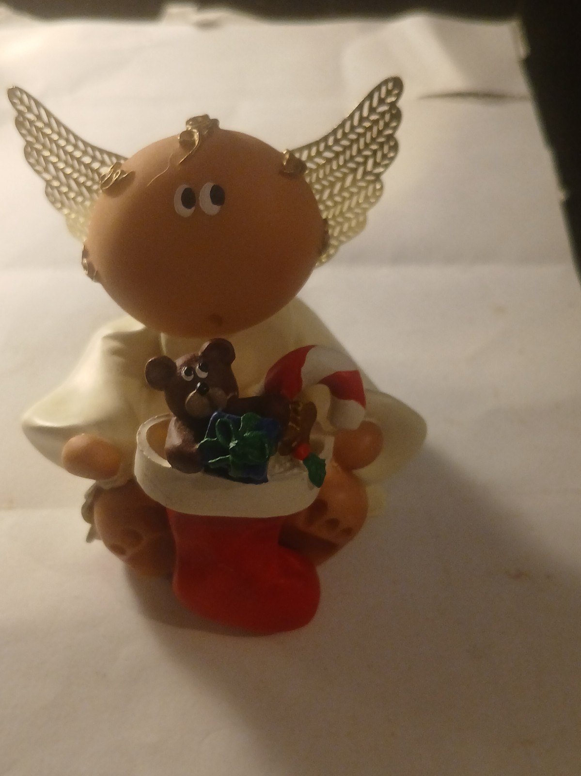 Vintage 2001 Kirk’s Critters Angel Cheeks Figurine Gold Tone With Stocking