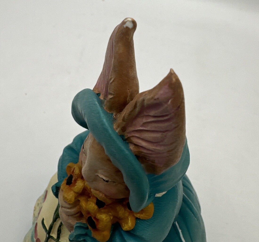 VTG Jim Shore Miranda Easter Bunny Rabbit Blue Dress W/ 💕& Flowers READ