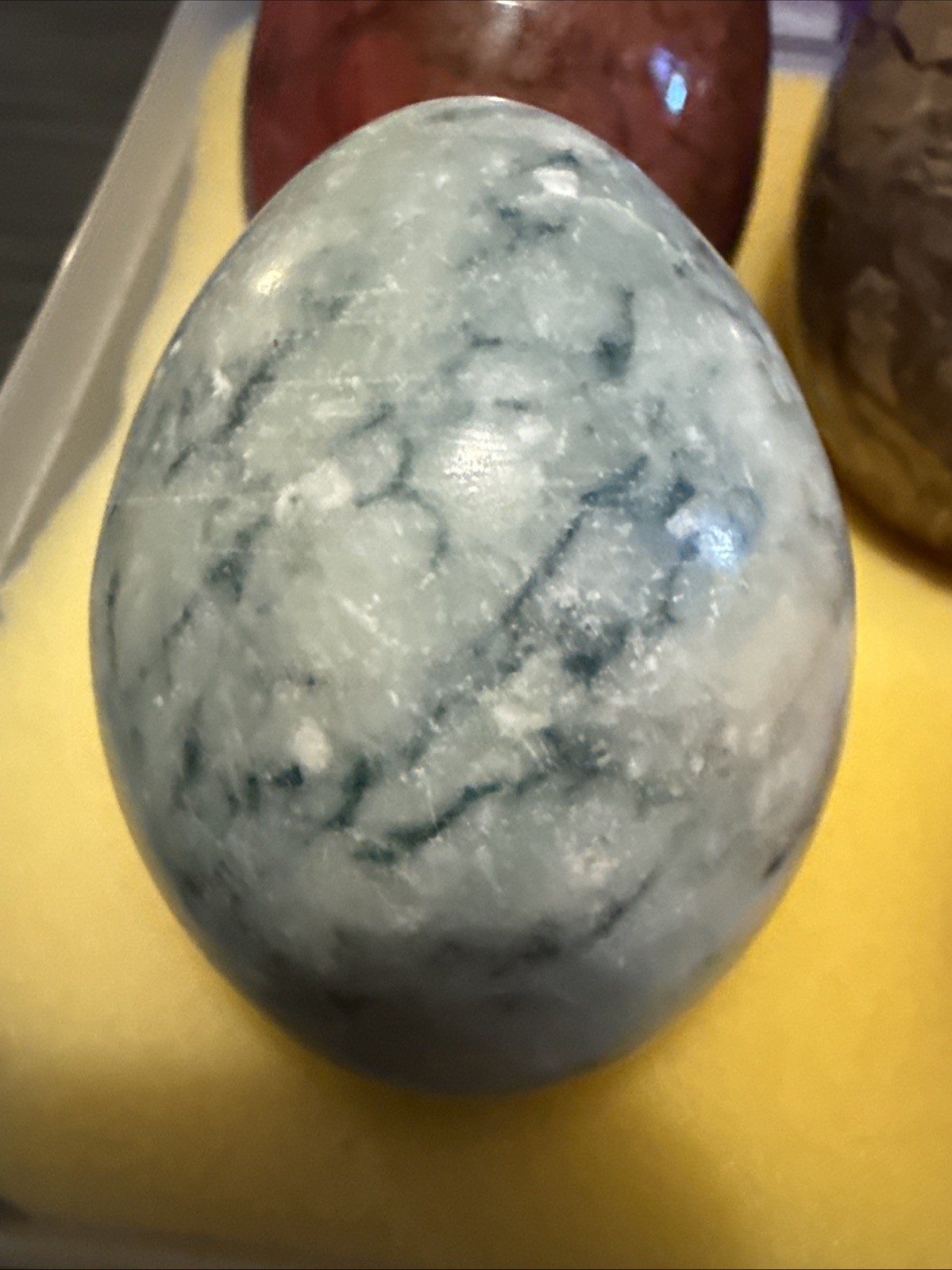 Alabaster Stone Hand Crafted In Italy, Beautiful Set of 6 Eggs. Vintage
