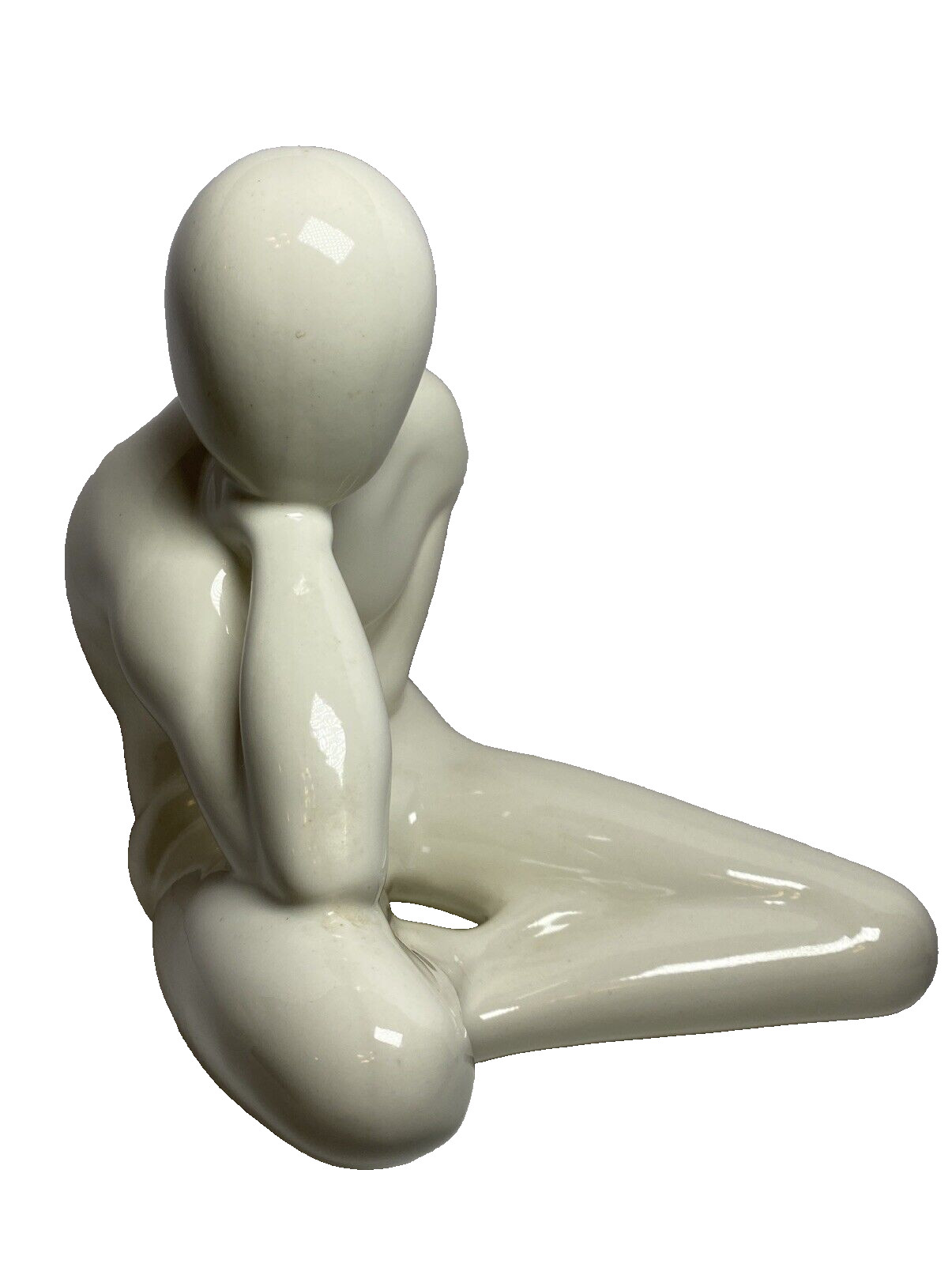 JARU Pottery Modern Art Male Nude Abstract Sculpture White 9.5″ x 9.5″ x 8″