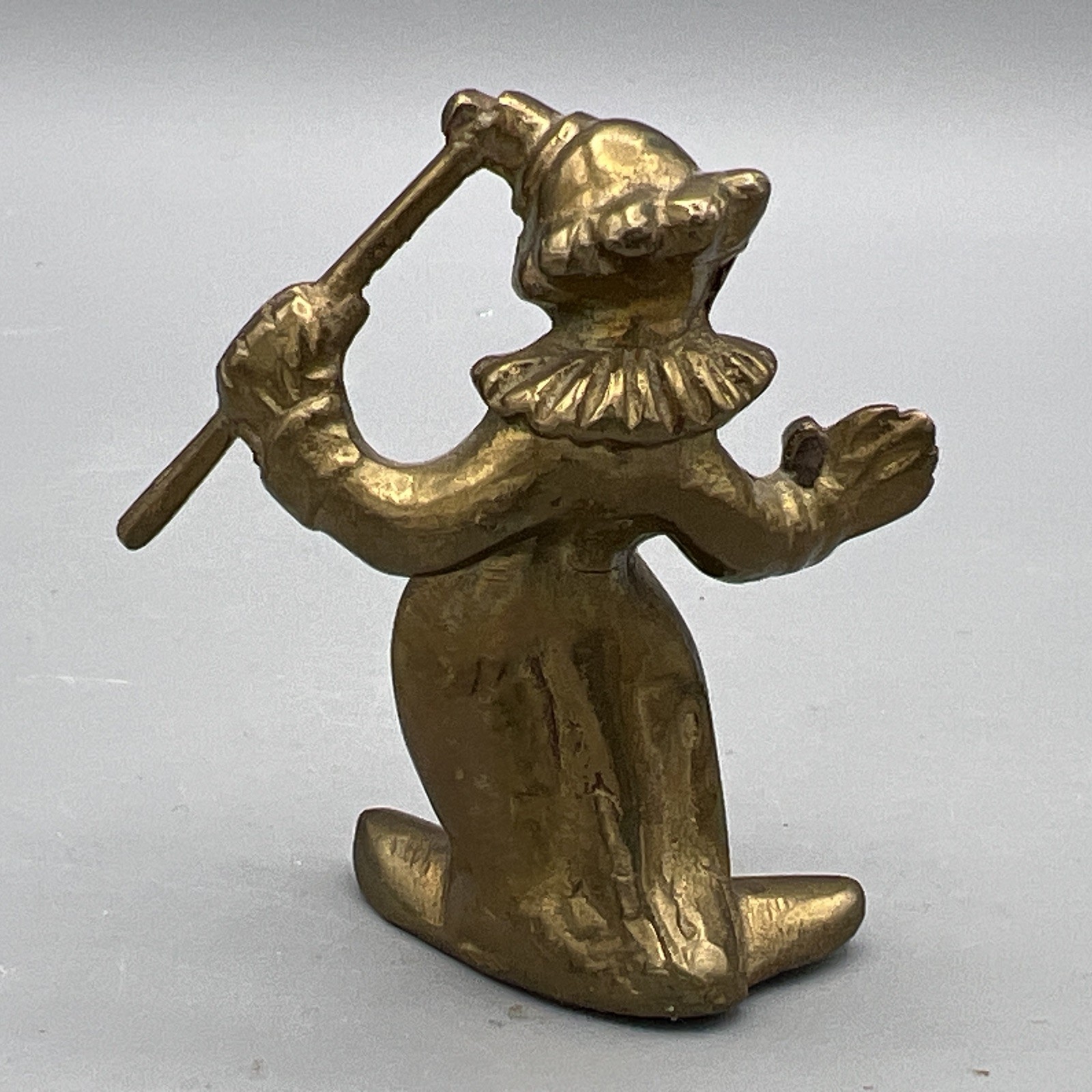 Vtg Clown Figurine Figure Solid Brass 2.5” Tall Made In India