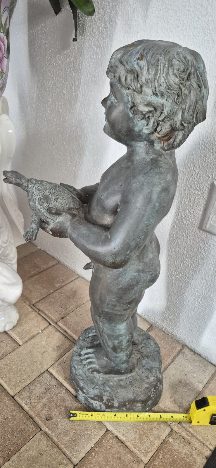 Bronze Fountain Boy Holding Turtle