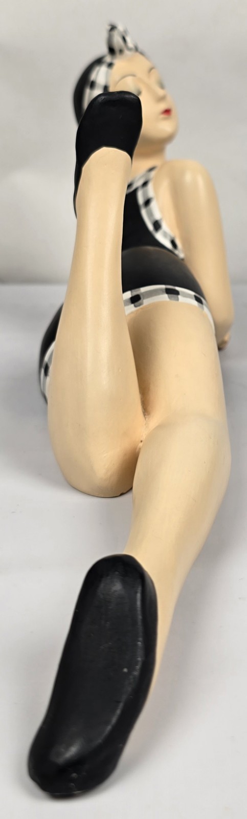 BATHING BEAUTY FIGURINE Black and White Collectible Beach Girl with Her Foot Up