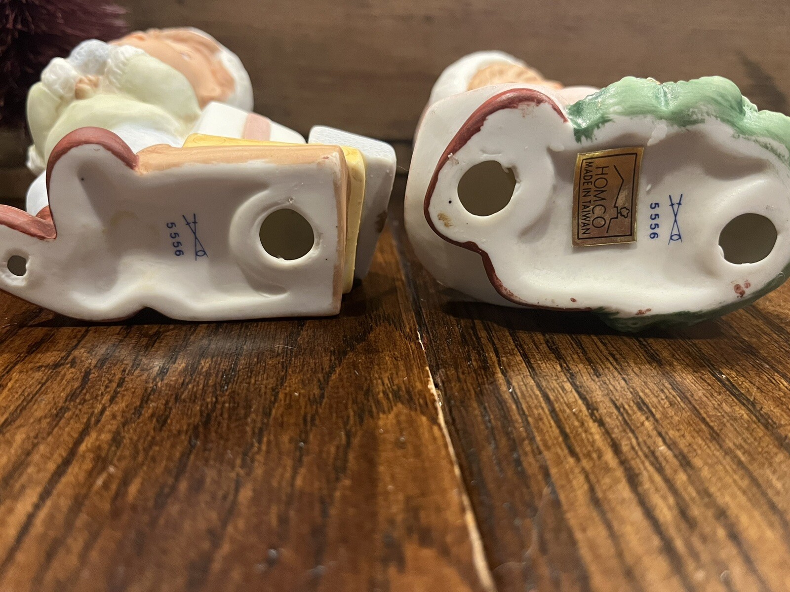 SET 2 Vintage Retro CERAMIC CHRISTMAS Girl & Boy HOME INTERIOR HOMCO Figurines