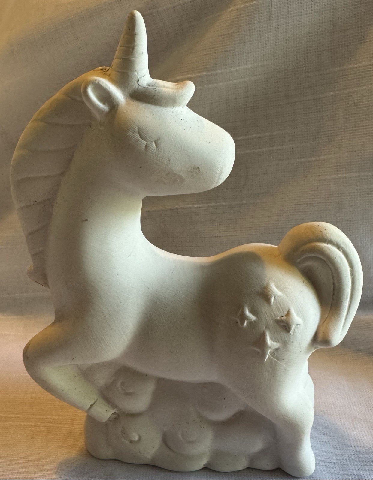 Vintage Bisque 5-1/2” Unicorn Fairytale Mythical Figurine Ready To Paint
