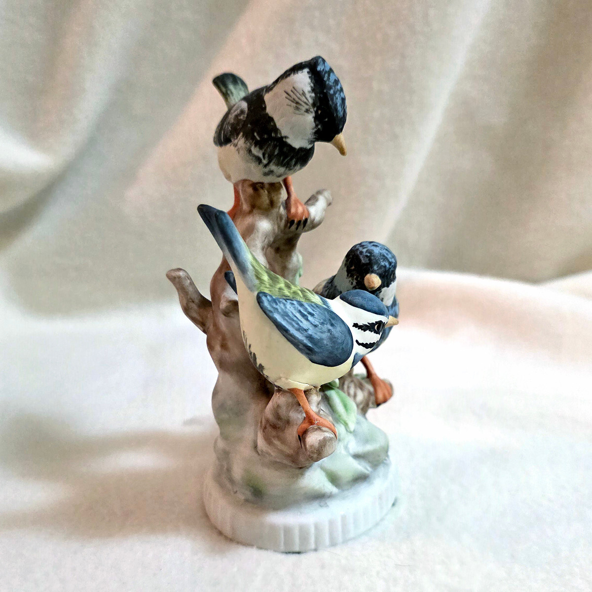 Vintage Gerold Porzellan figurine 3 birds blue gray Bavaria West Germany Handpai