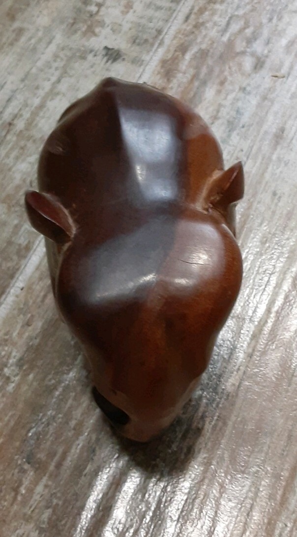 VTG Hand Carved Solid Wood Two Color Tone Wood ELEPHANT Figure Statue 5″ Long