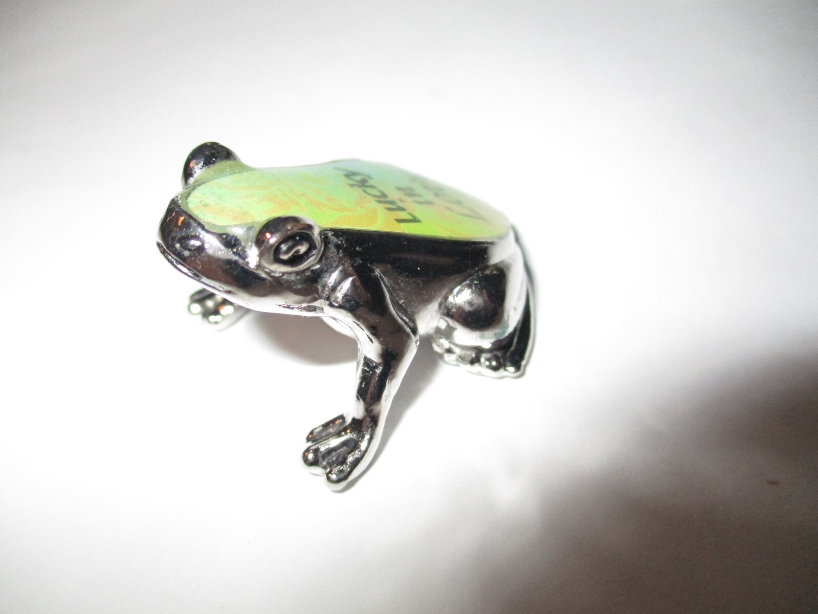 Frog Miniature Silver Tone Figurine Valentines Gift Lucky In Love Message