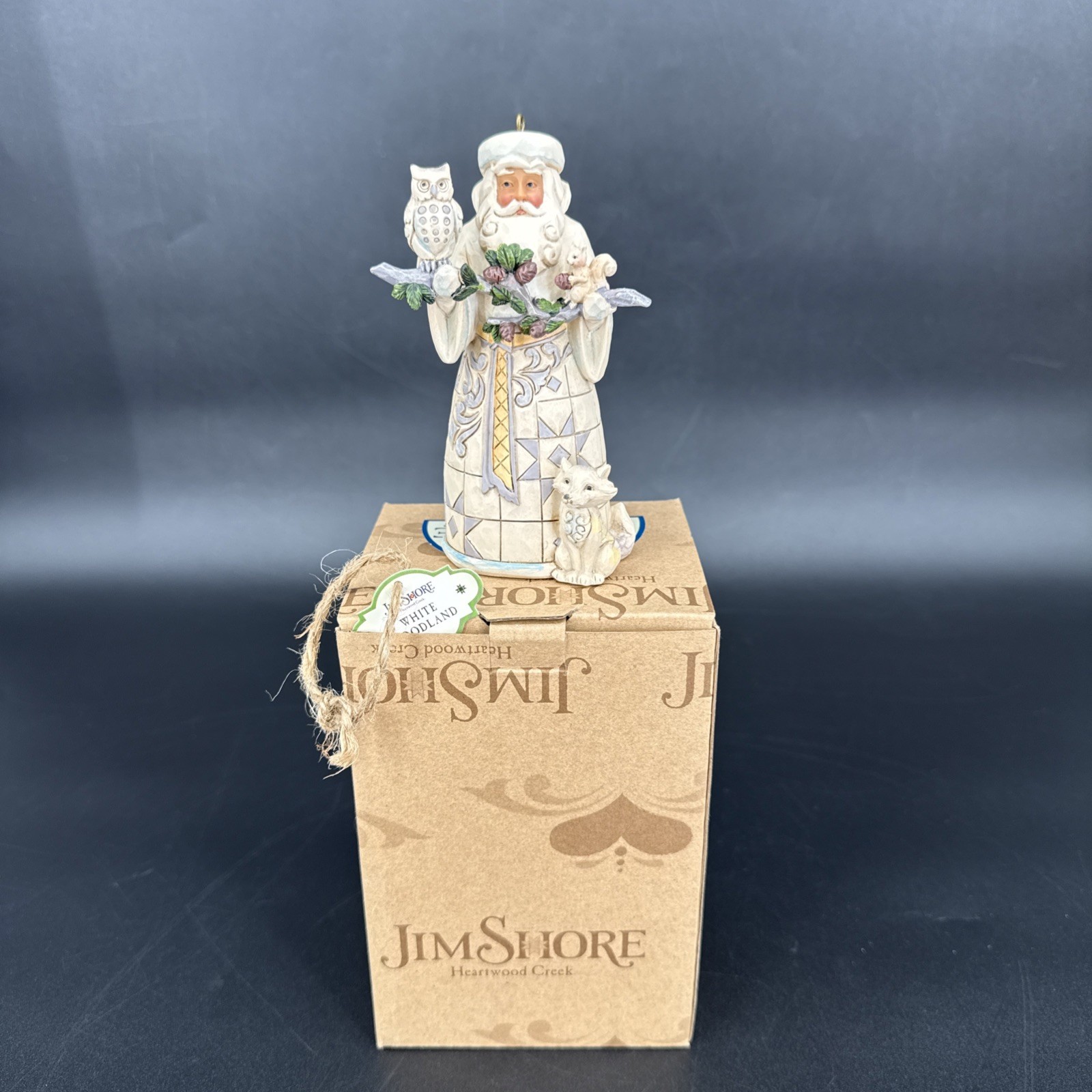 Jim Shore Heartwood Creek 2016 White Woodland Santa Ornament 4.75” #4050011