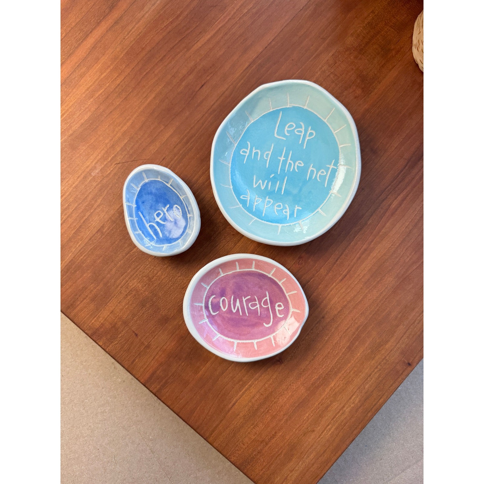 Handmade Trinket Dish Pottery by Karissa Chase Australian Have Courage Leap Hero