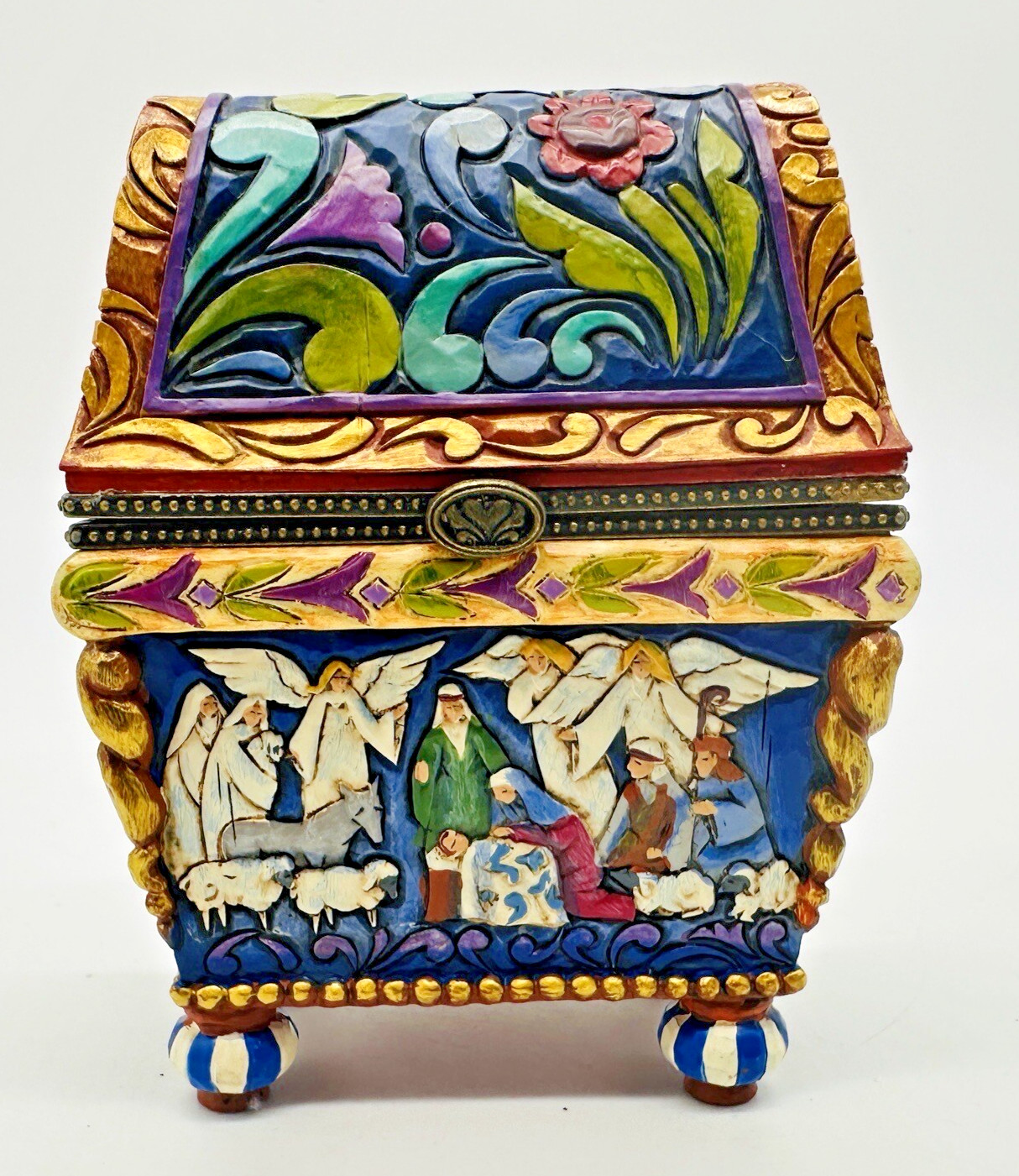 2009 Jim Shore Bearing Gifts For The Newborn King Nativity Hinged Box 4014472