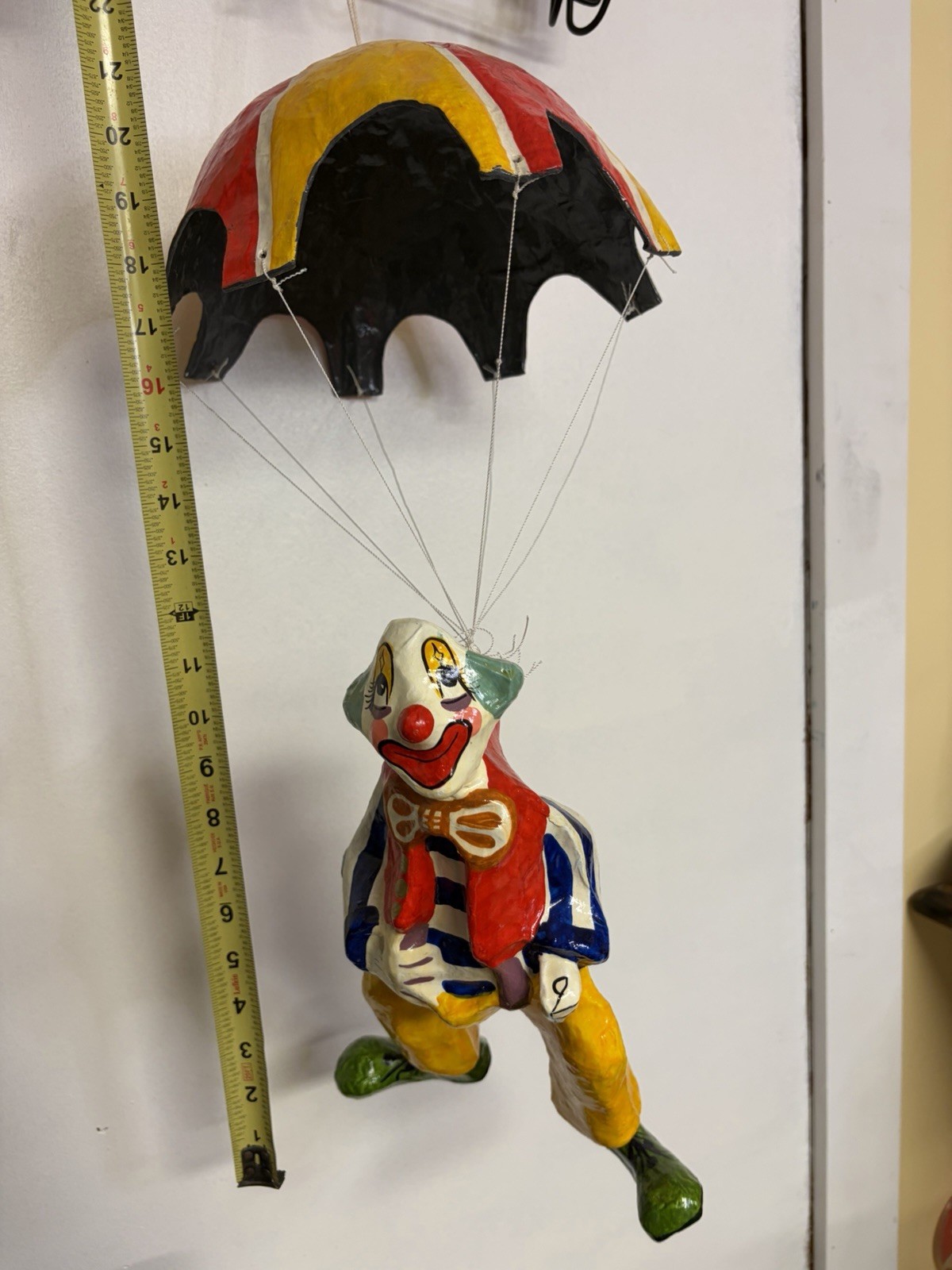 Vintage Papier Mache Handpainted Circus Clown Mobile 20″ Made In Mexico