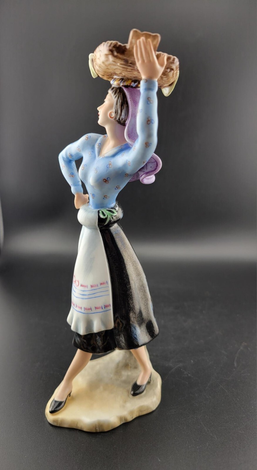 Vista Alegre Porcelain Figurine Douro Litoral Lady Basket Holding Fish Portugal