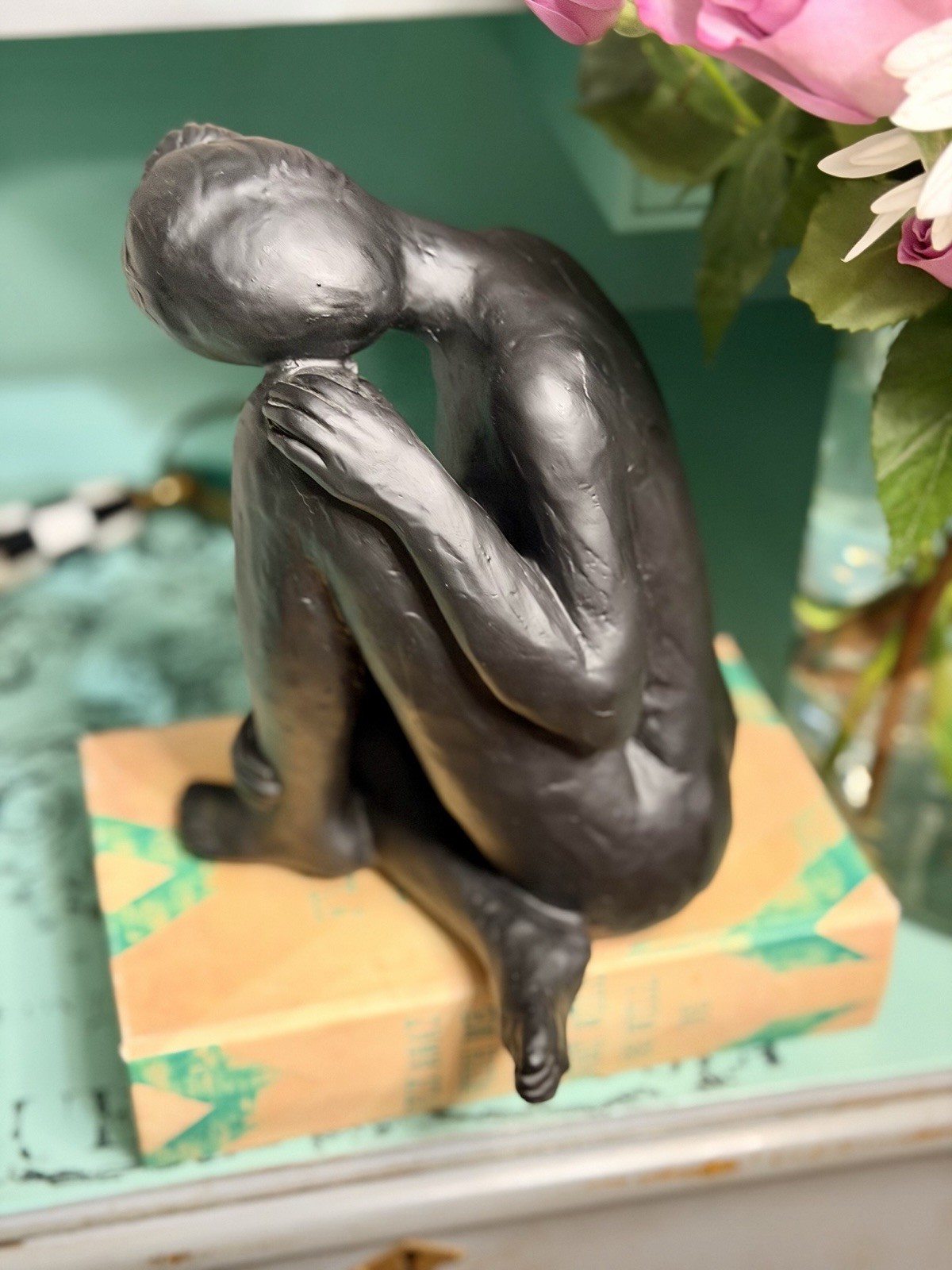 Mikasa Home Accents Artistic Sitting Woman Black Matte Resin Sculpture