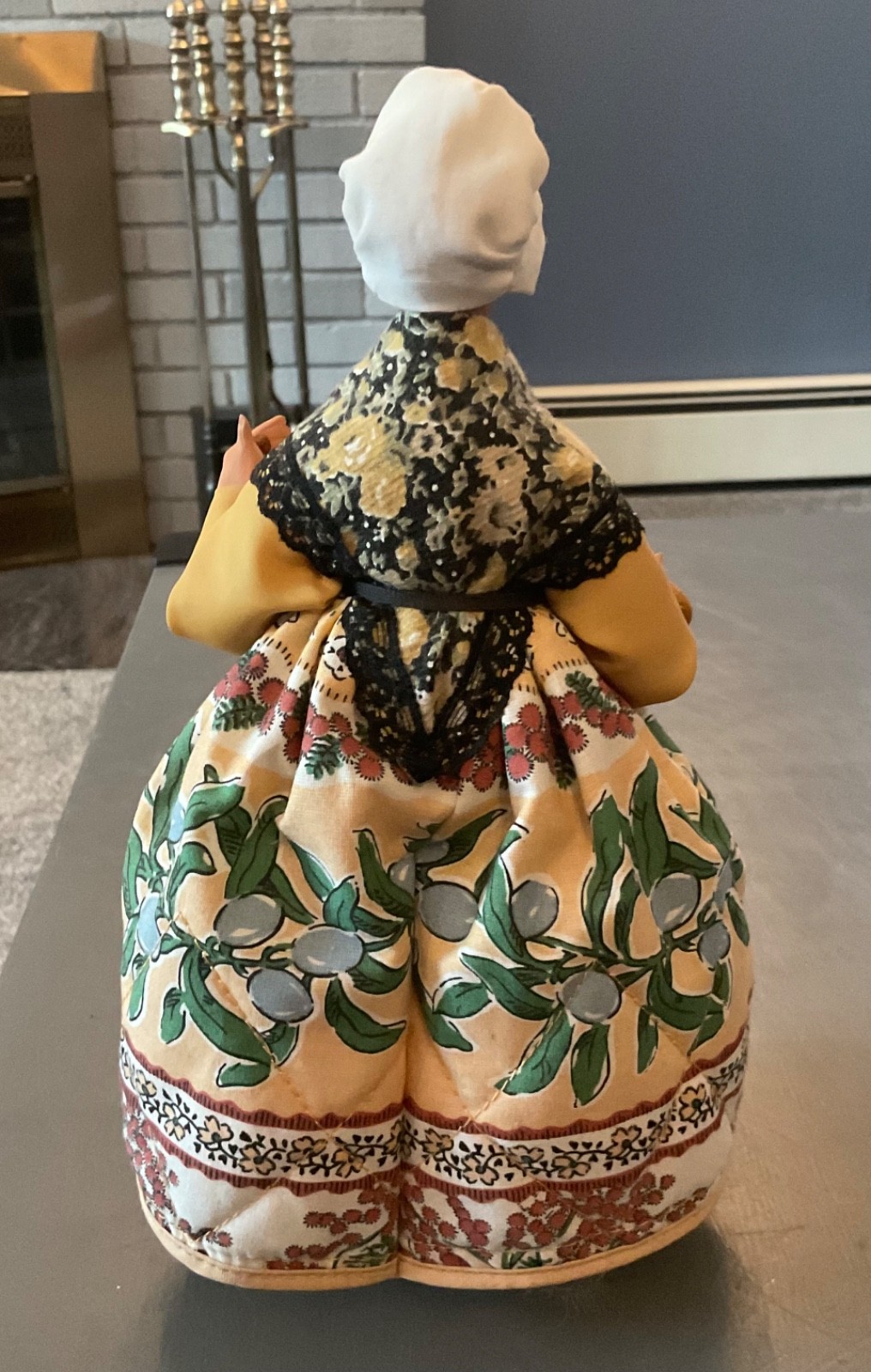Vintage French SANTON DE PROVENCE Terracotta figurine Woman Bread Basket
