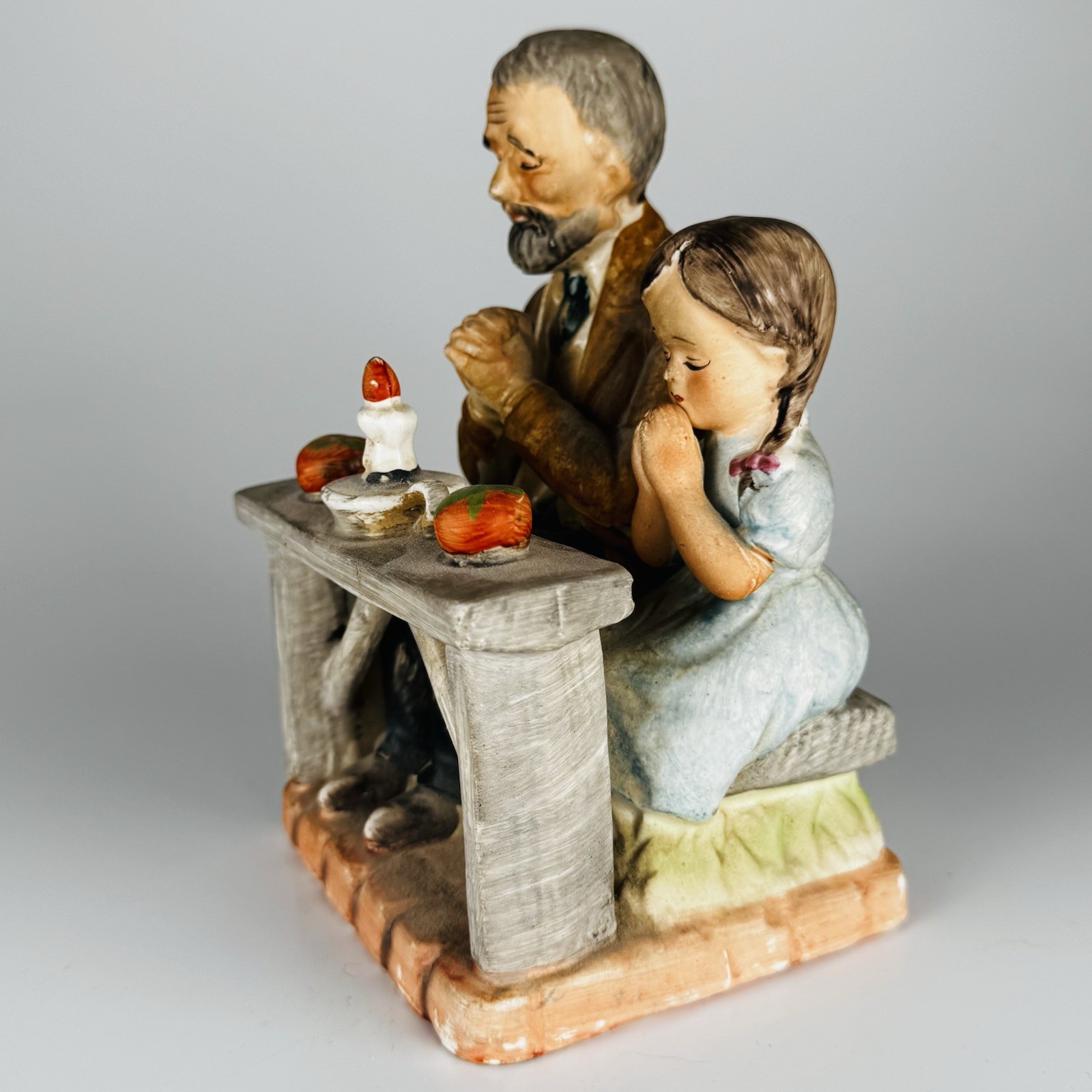Vintage Norleans Japan Praying Father & Daughter Figurine Table Grace 7”