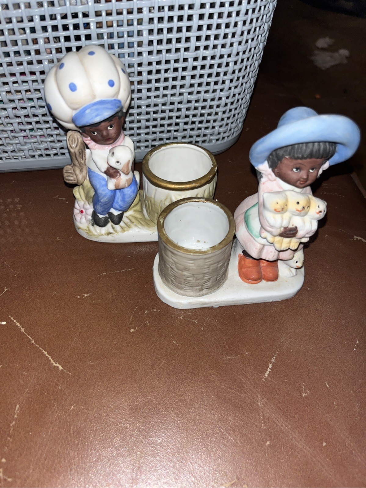 Vintage 1978/1979 Jasco Little Luvkins Hand Painted Porcelain Boy And Girl Set