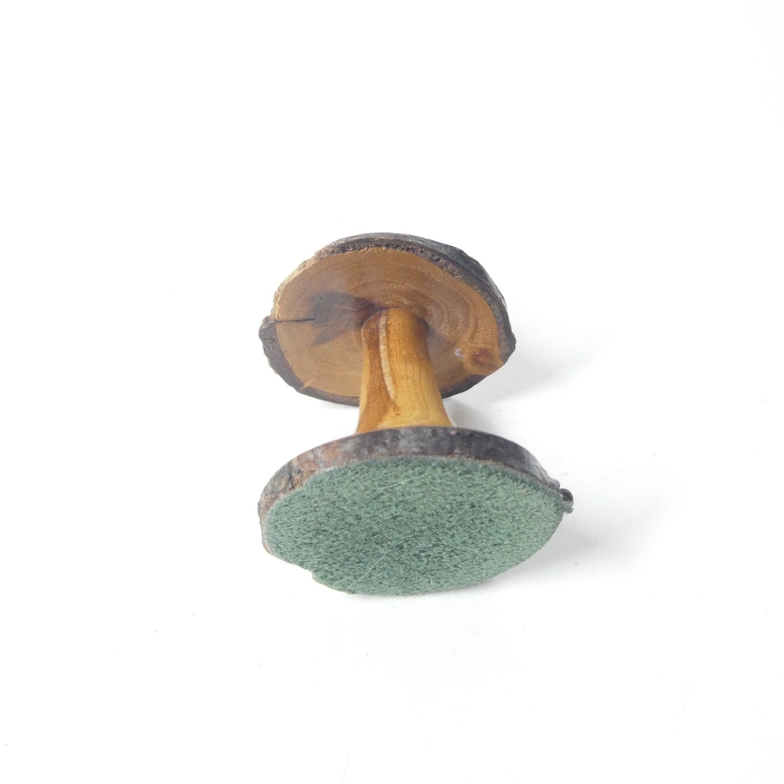 Handmade Mushroom Turned Wood Toadstool Figurine Vintage 1970s Hippie