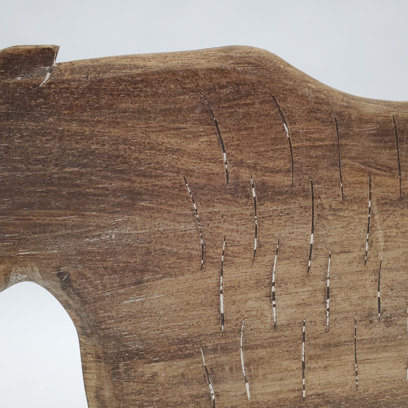 Rustic Folk Art Wooden Cow Sculpture Carved Farm Decor Primitive Statue 24in