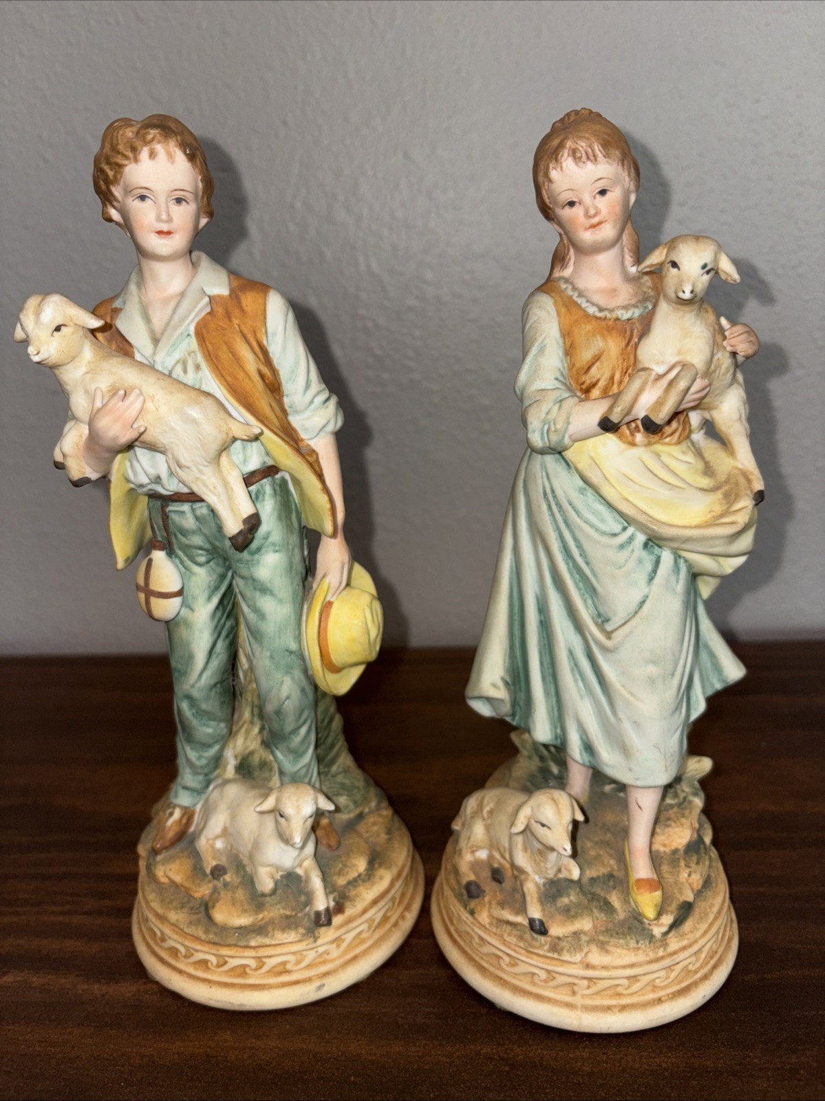 Rare Vintage Ethan Allen Porcelain Figurines – Farmer And Wife With Lambs