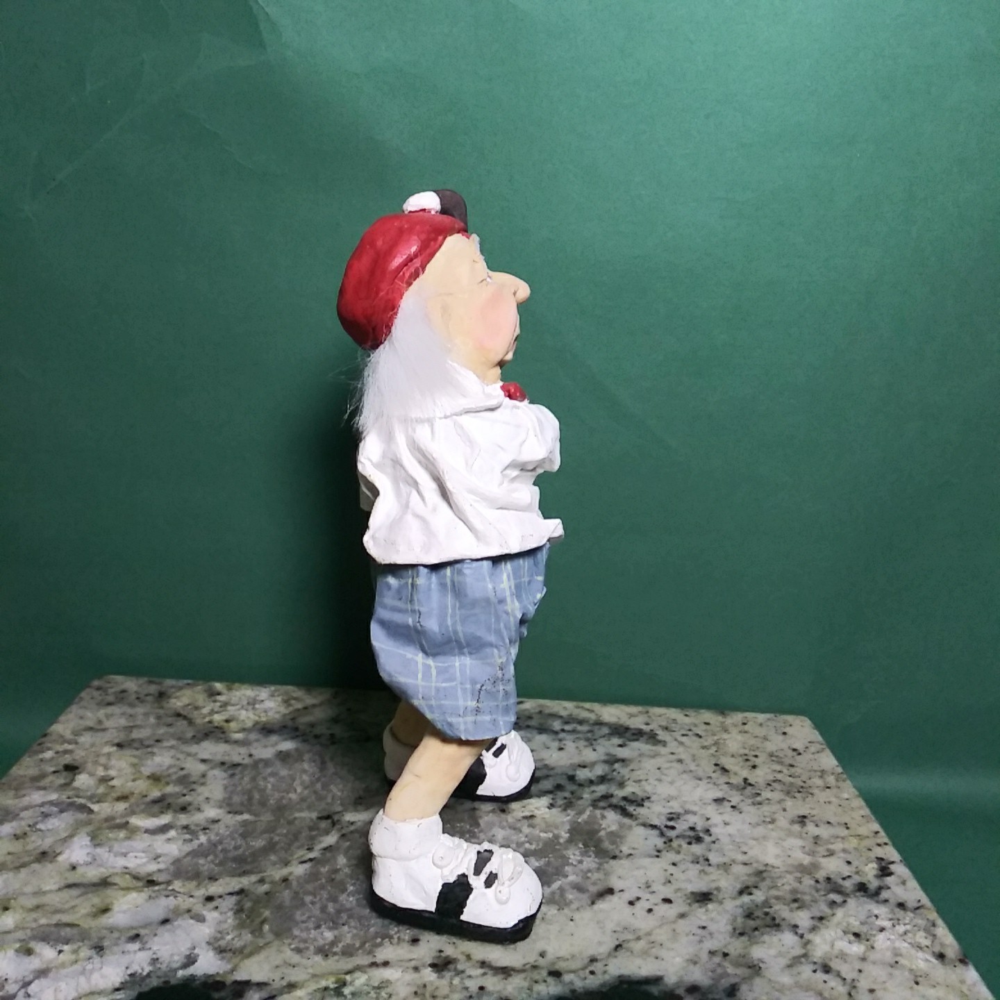 Old Man Golfer Golf Swing Gray Hair Figurine Statue Cast Art By Kristin 1993