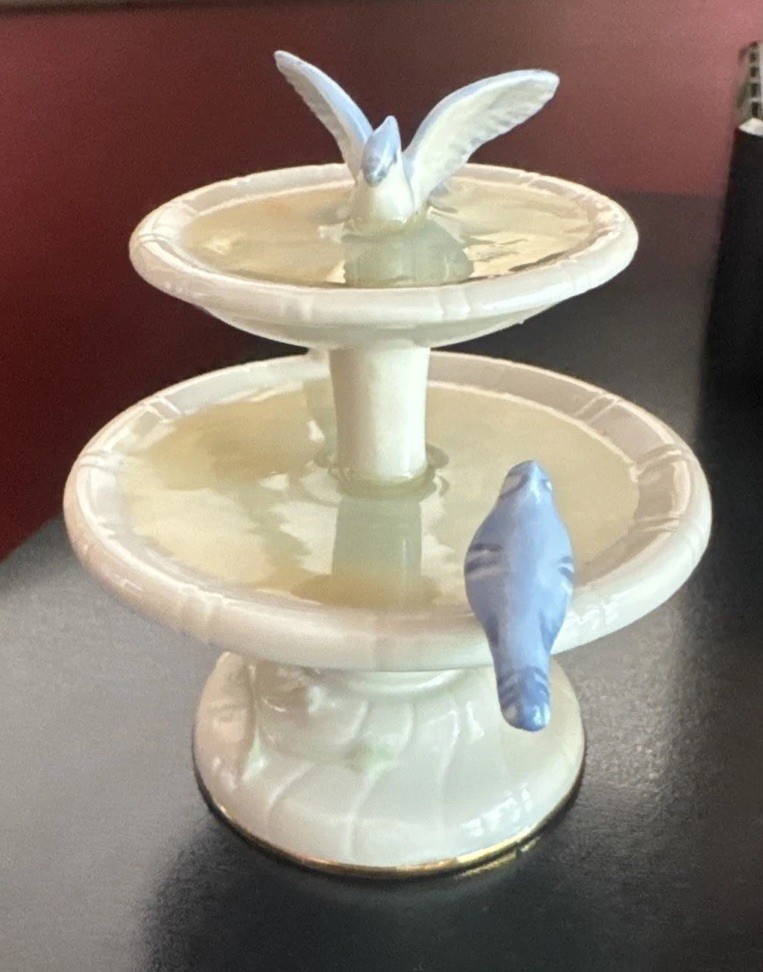 Lenox Secret Garden Birdbath Fountain Figurine Discontinued RARE No Box