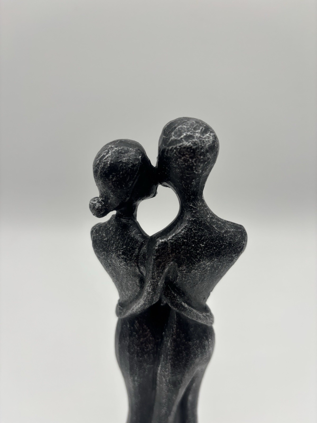 Couple Embracing – Black Metal Figurine – 8” – Art Deco Style
