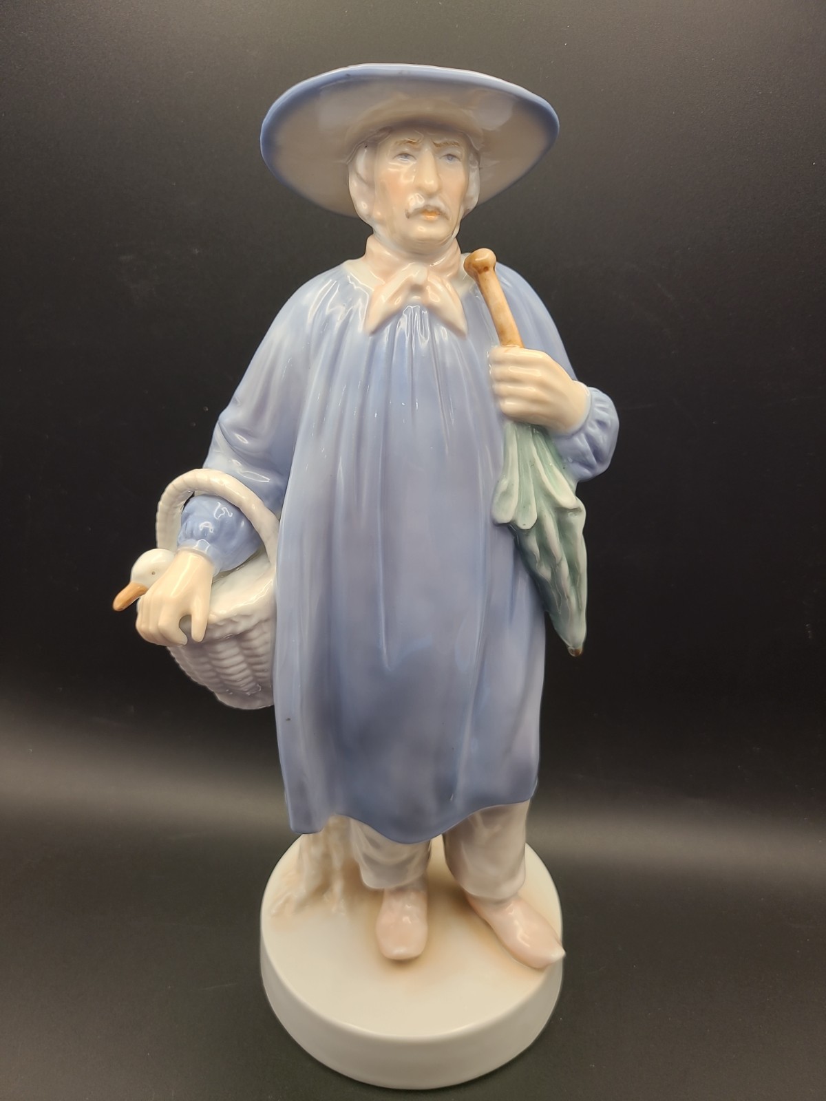 Vintage Andrea Hand Painted Porcelain Figurine Japan Farmer Man Basket 6052