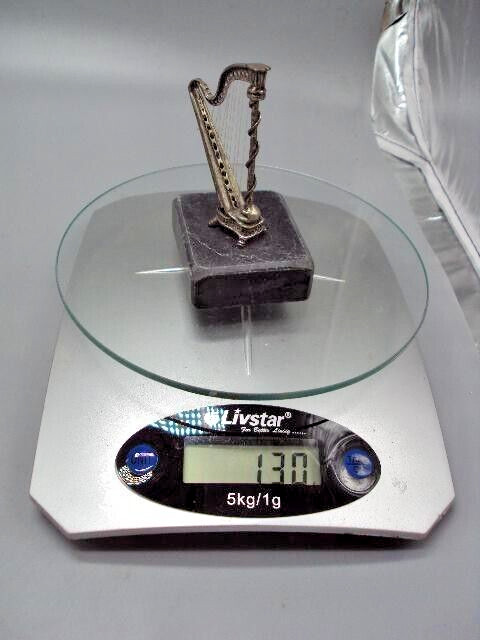 Elegant Silver 800 Harp Figurine on a stand – A Luxurious Artistic Art of the Ha