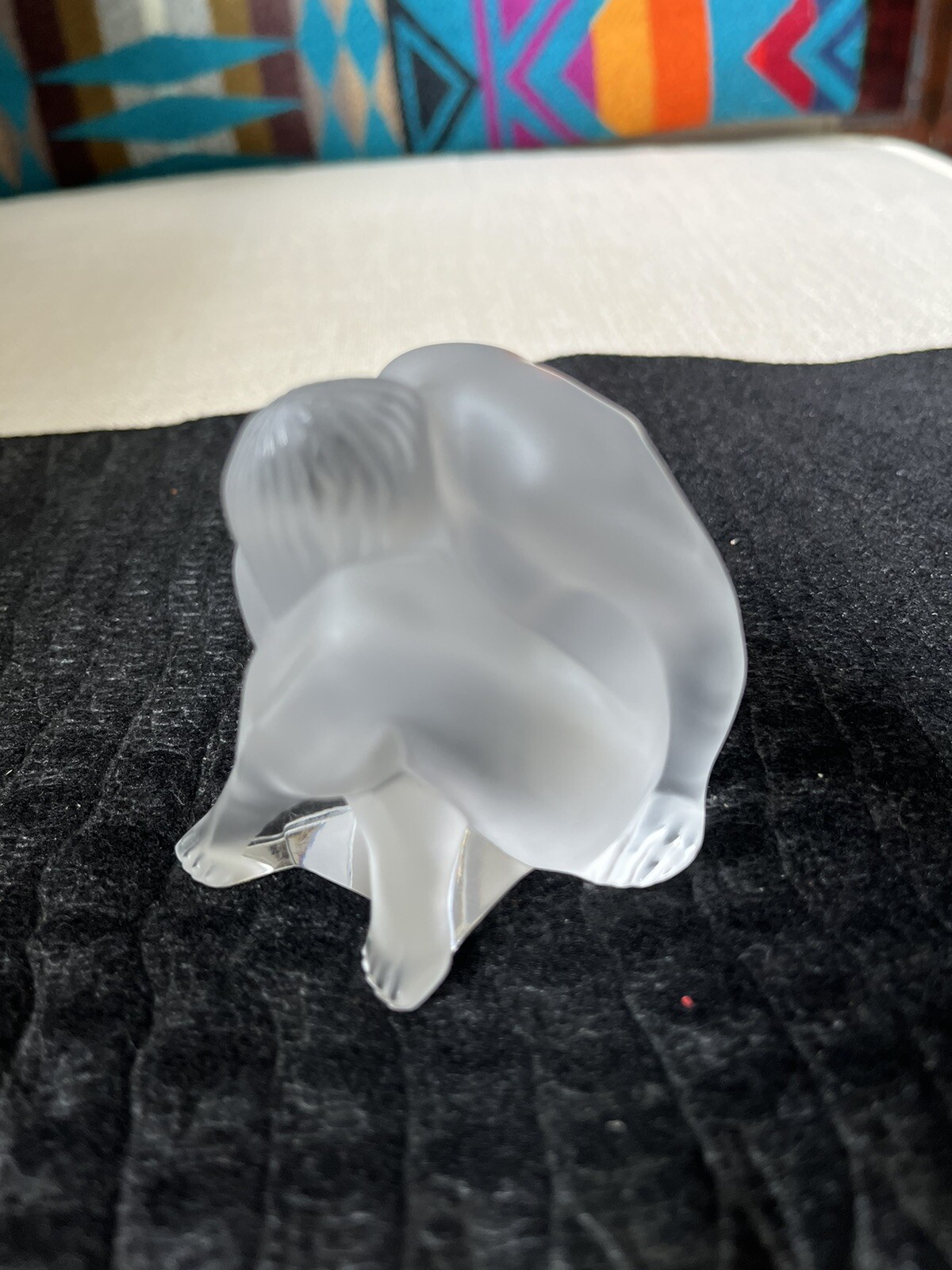 Lalique Crystal French Frosted Nu Assis Nude Sitting Figurine Sculpture 2.25” T