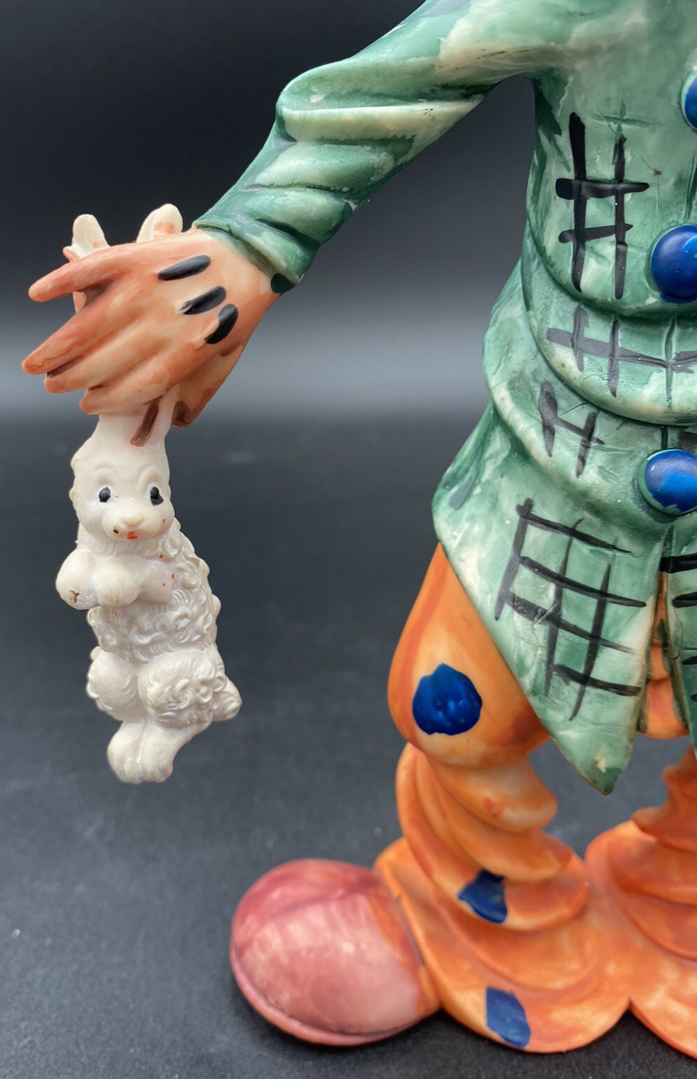 Vintage Resin Comoy’s of London Clown with Rabbit and Hat, Made in Italy, 9.25″
