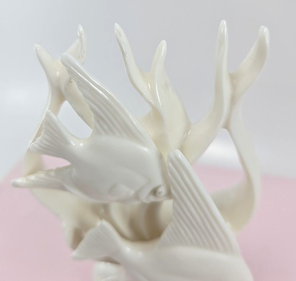 Lenwile Ardalt White Angelfish Figurine Vintage Mid-Century Ceramic Decor