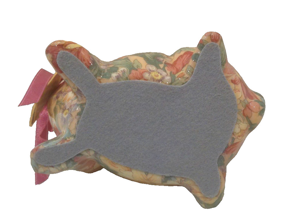 Vintage Porcelain Patchworks Joan Baker Designs Floral Pig Figurine Tags