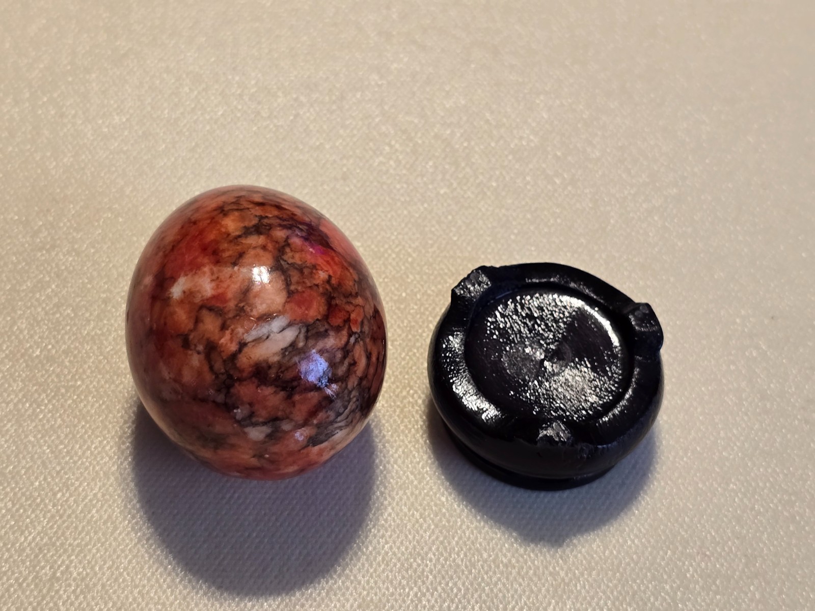 Alabaster Marbleized Collectible Egg Ester Decor w/ Stand