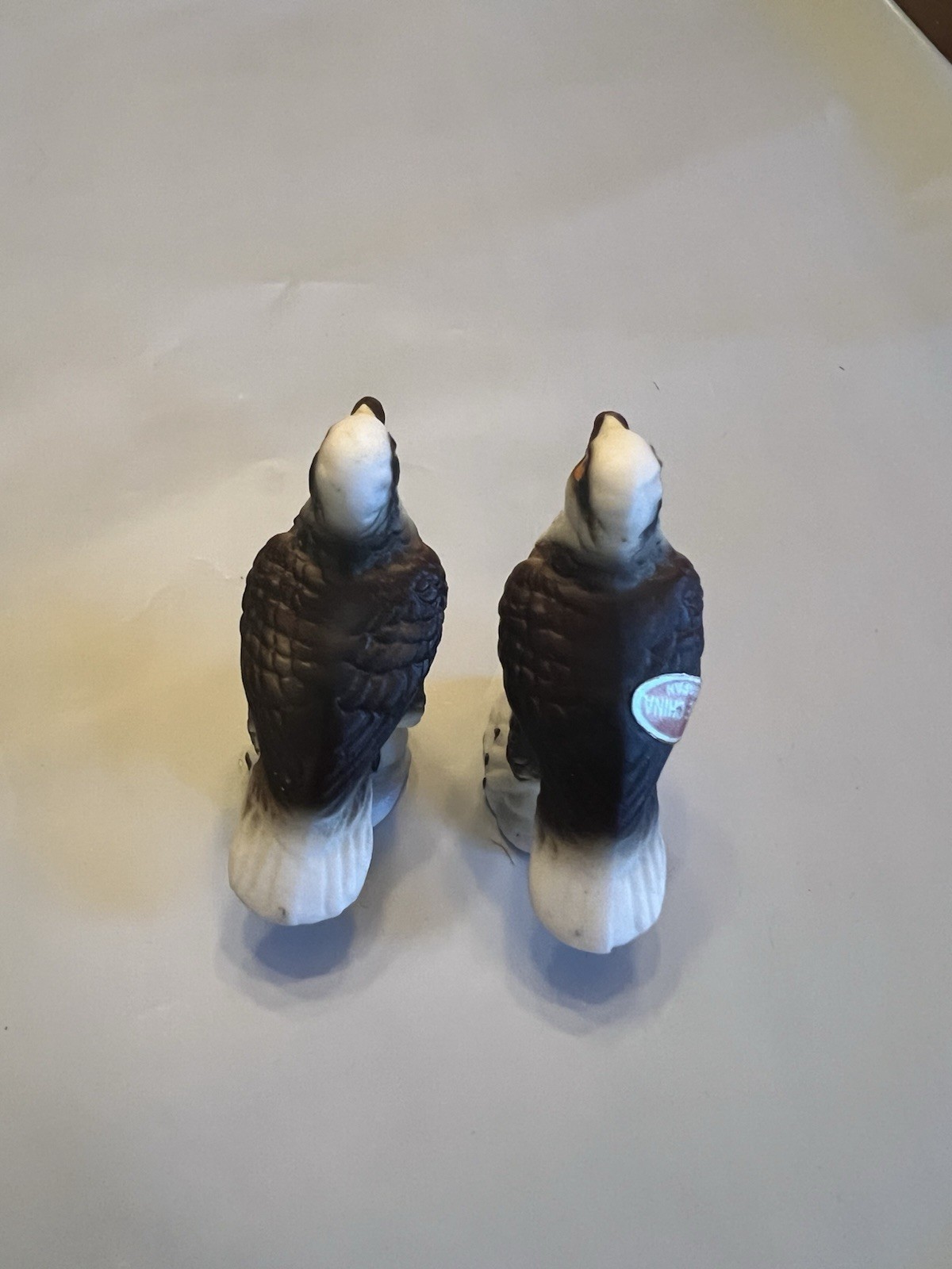 Pair Of Vintage Miniature Porcelain Bald Eagles Nice!