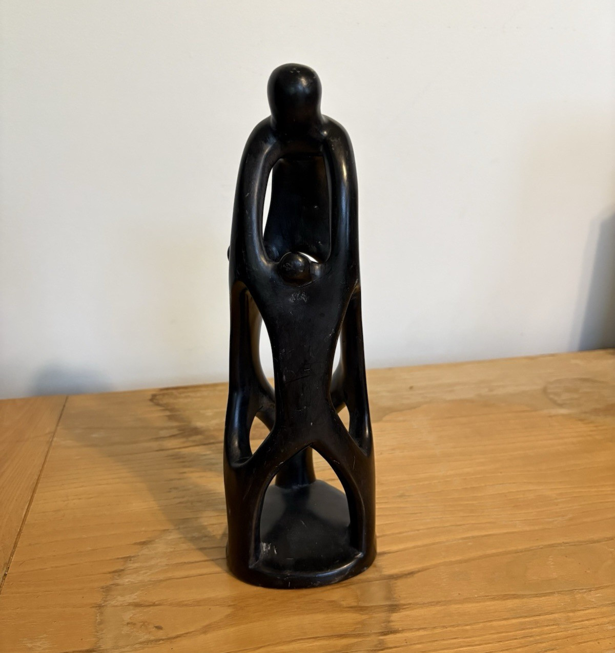 Black abstract stone family sculpture figurine Made in Kenya