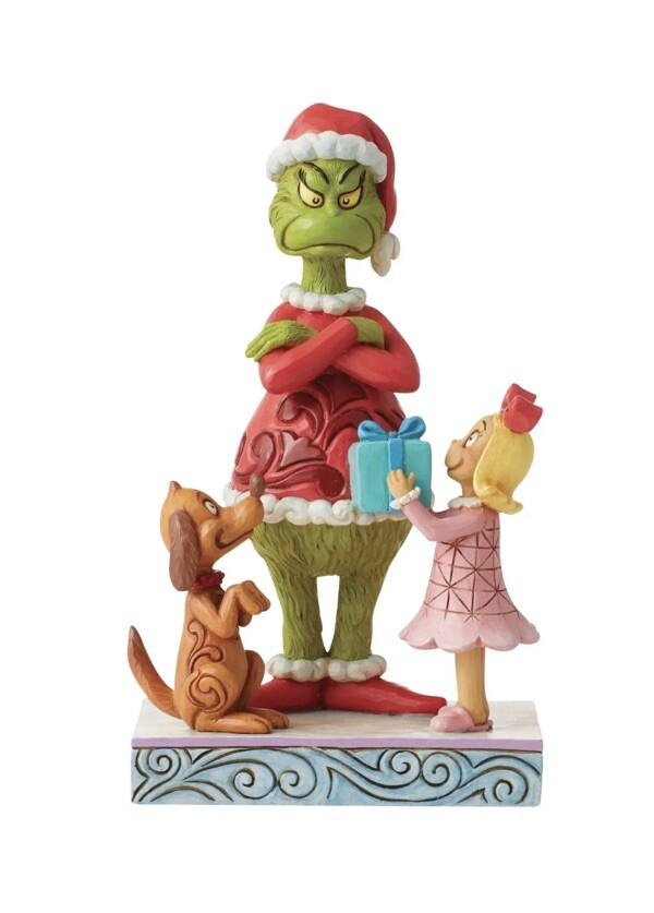 Jim Shore MAX & CINDY GIVING GIFT TO GRINCH FIGURINE 6012698 BRAND NEW 2023