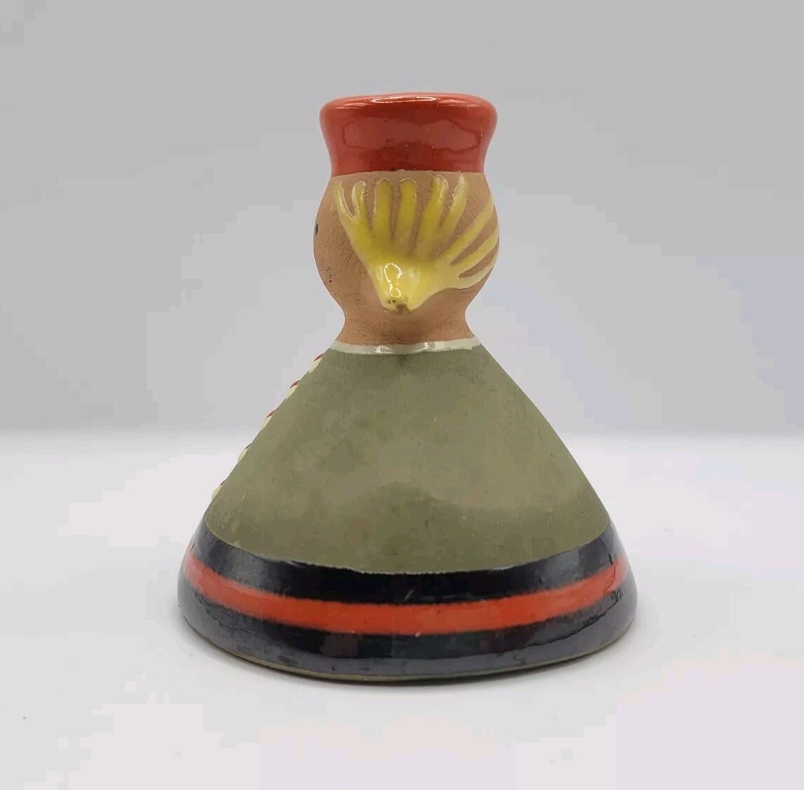 Vintage Latvia Latvian Girl Signed Folk Art Ceramic 3″ Figurine