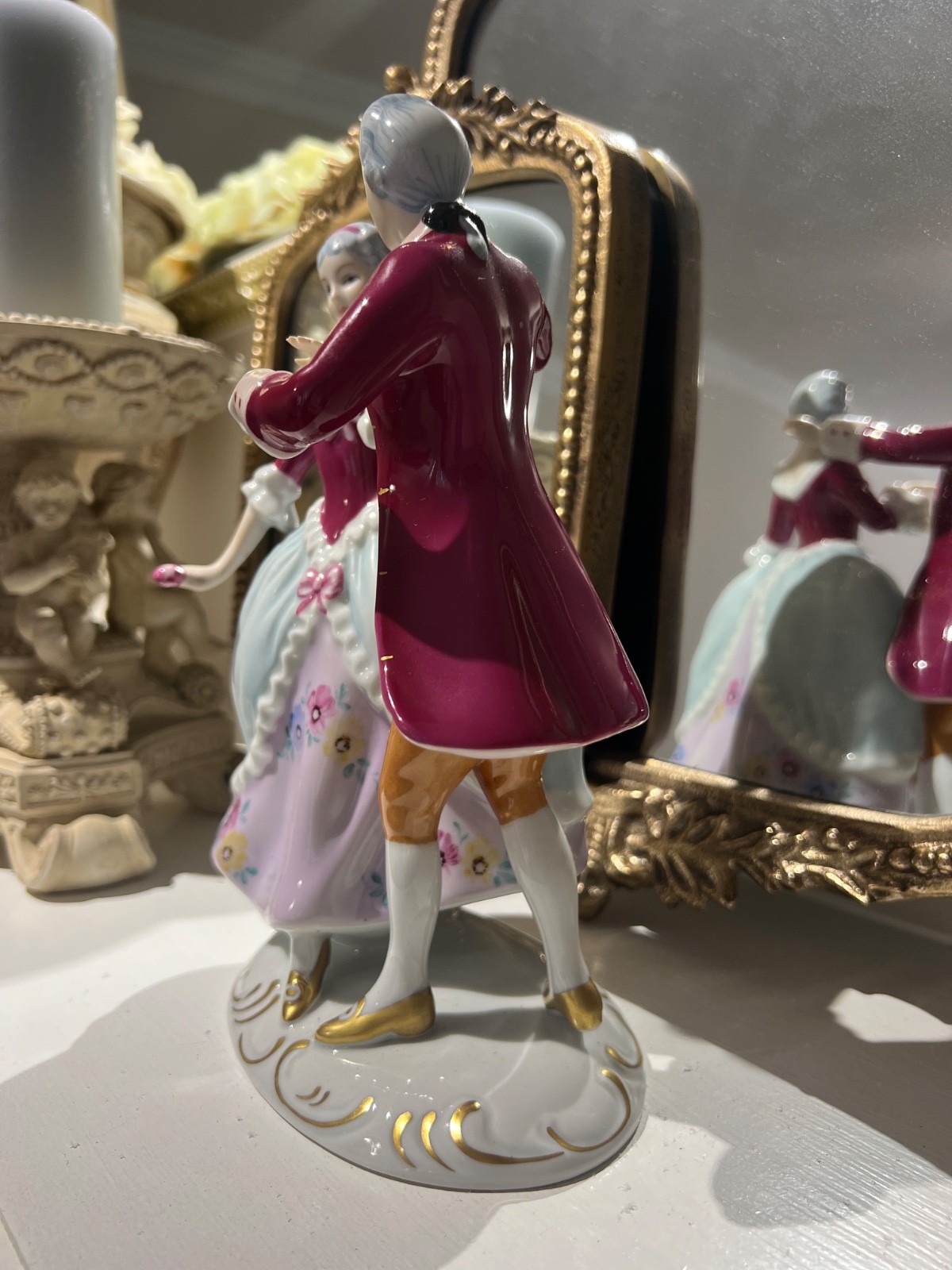 Rare Royal Dux Czechoslovakia Bohemia Dancing Victorian Couple PorcelainFigurine